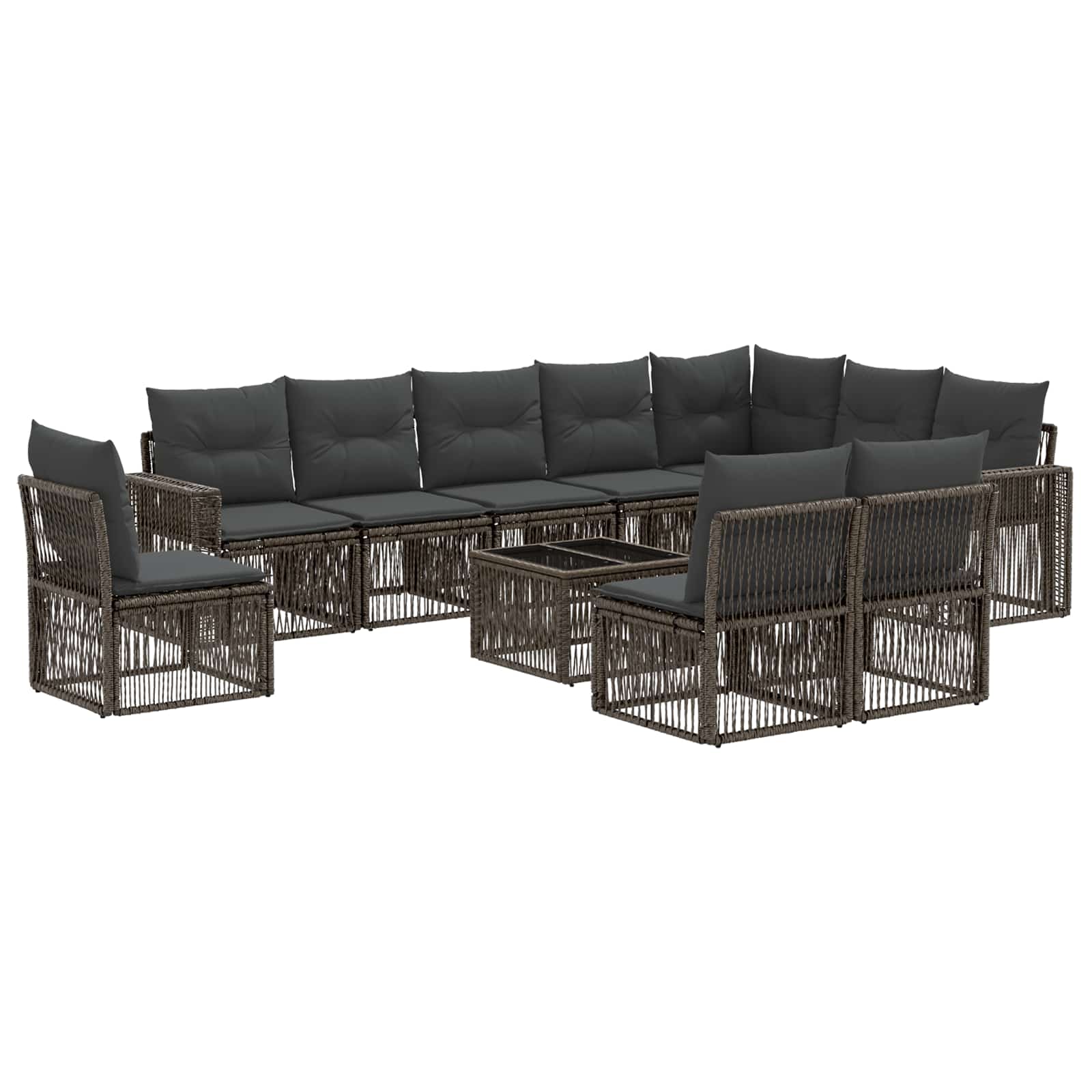 Tuinbankenset 11 pcs Grijs en Donkergrijs poly rattan is nu te koop bij PeponiXL, paradijselijk wonen!