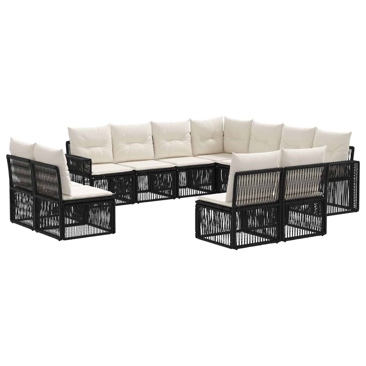 Tuinbankenset 11 pcs Zwart en Cream Wit poly rattan is nu te koop bij PeponiXL, paradijselijk wonen!