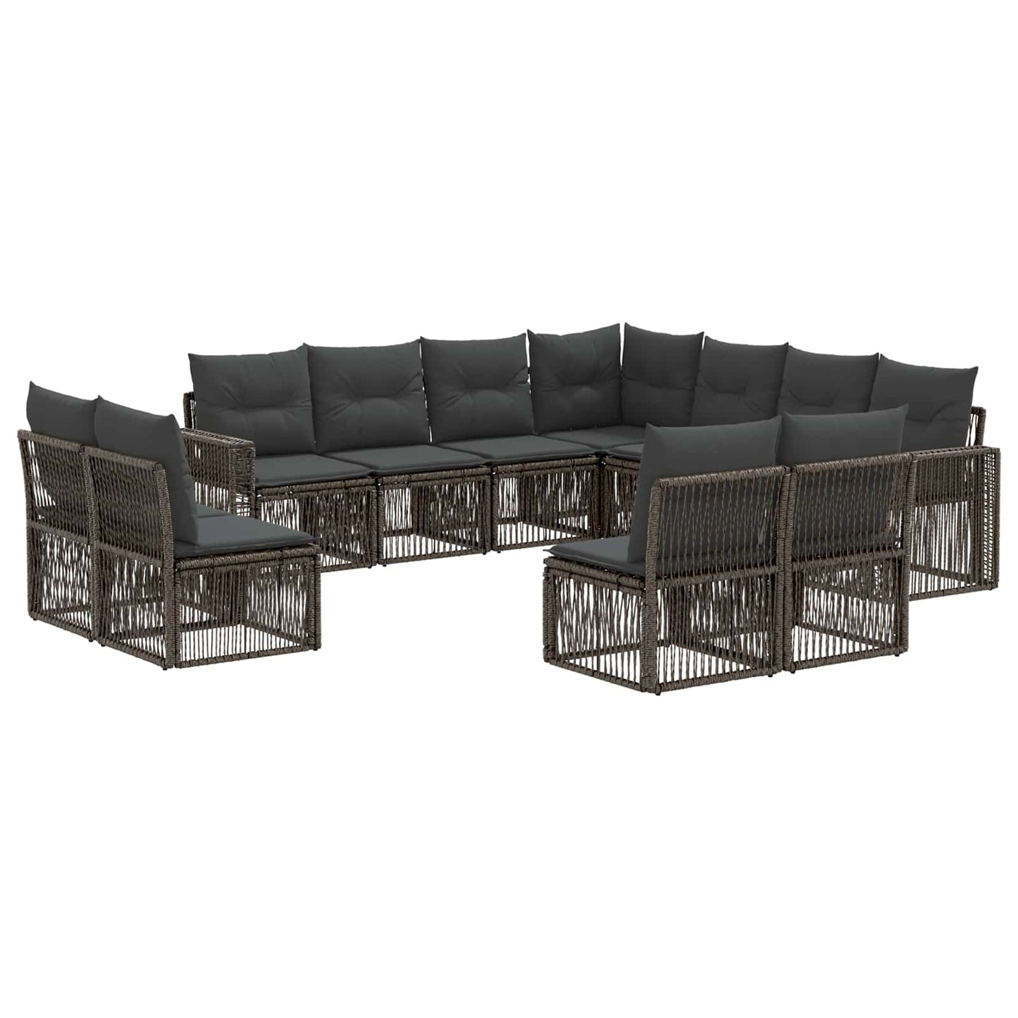 Tuinbankenset 11 pcs Grijs en Donkergrijs poly rattan is nu te koop bij PeponiXL, paradijselijk wonen!