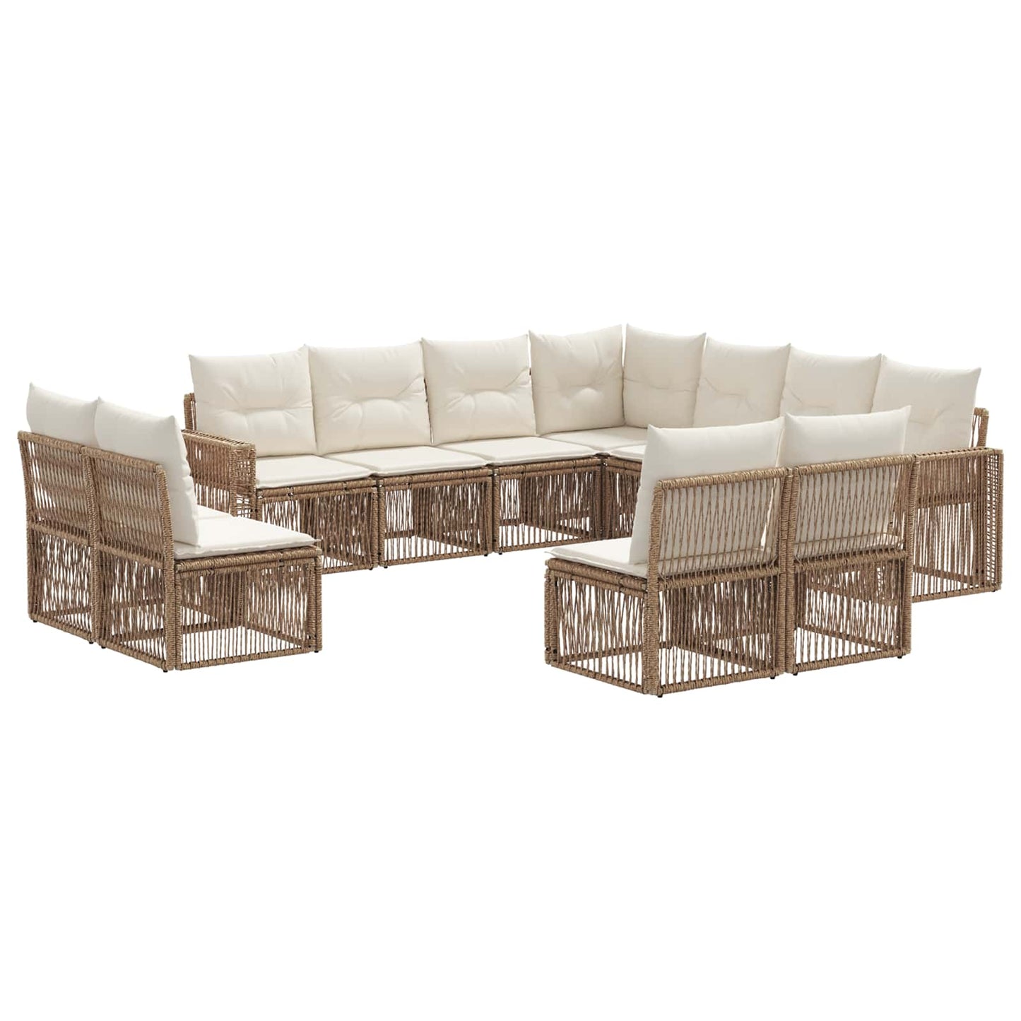Tuinbankenset 11 pcs Beige en Crème Wit poly rattan is nu te koop bij PeponiXL, paradijselijk wonen!