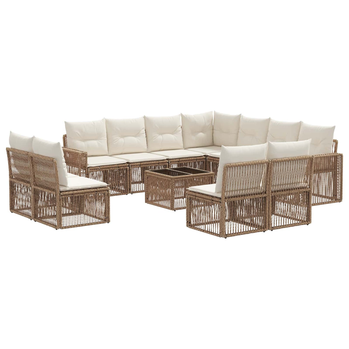 Tuinbankenset 12 pcs Beige en Crème Wit poly rattan is nu te koop bij PeponiXL, paradijselijk wonen!