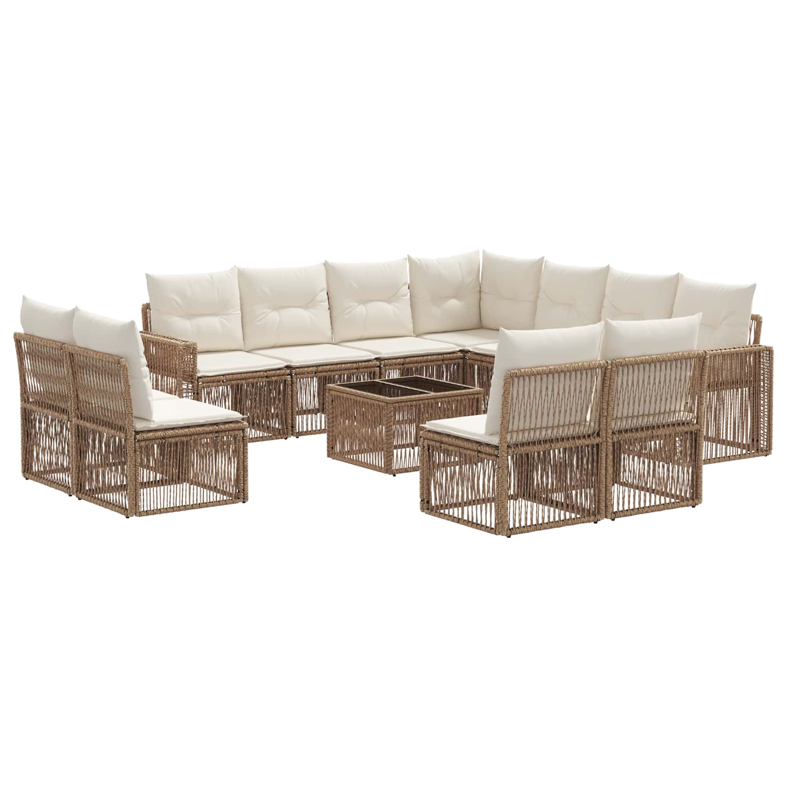 Tuinbankenset 12 pcs Beige en Crème Wit poly rattan is nu te koop bij PeponiXL, paradijselijk wonen!