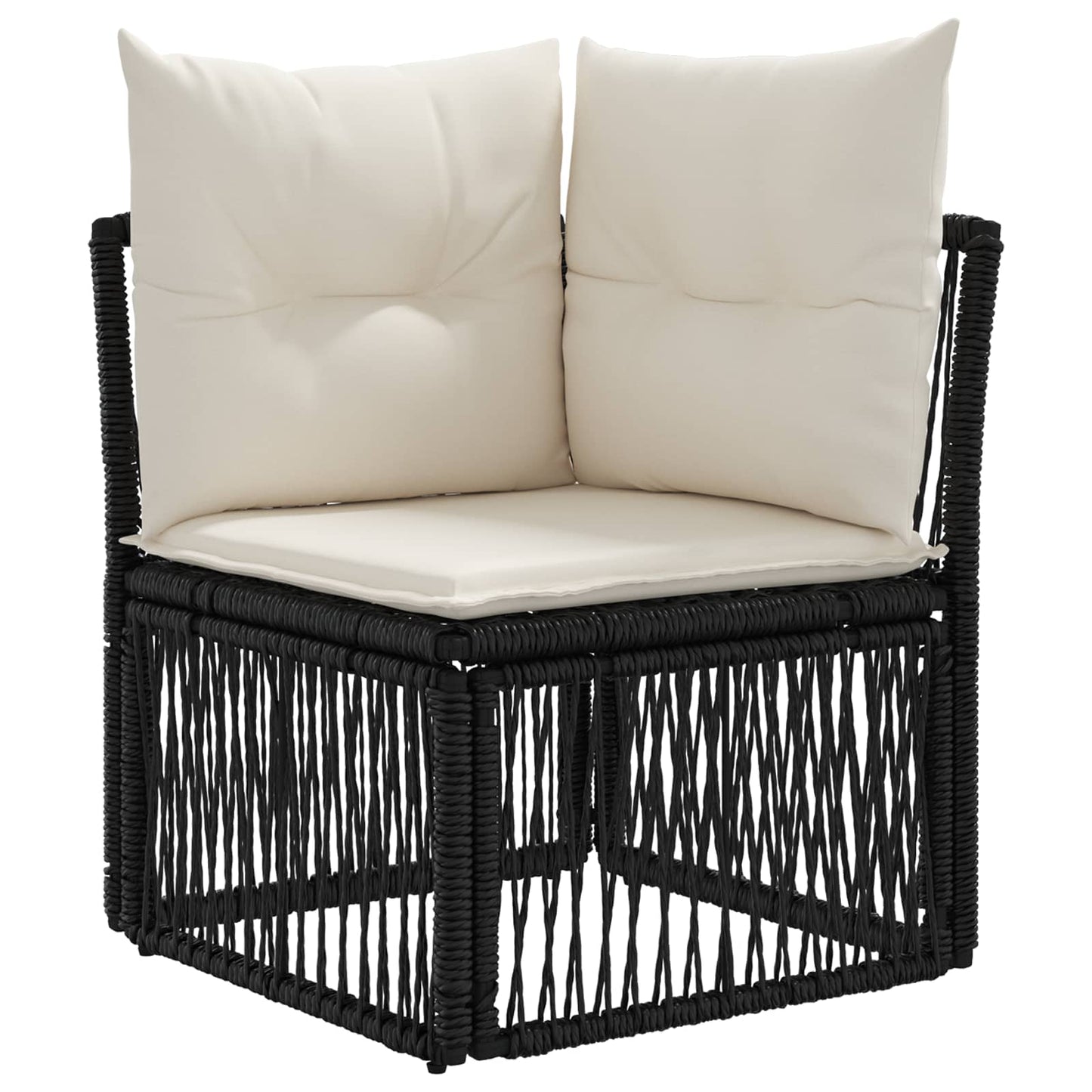 Tuinbankenset 10 pcs Zwart en Cream Wit poly rattan is nu te koop bij PeponiXL, paradijselijk wonen!