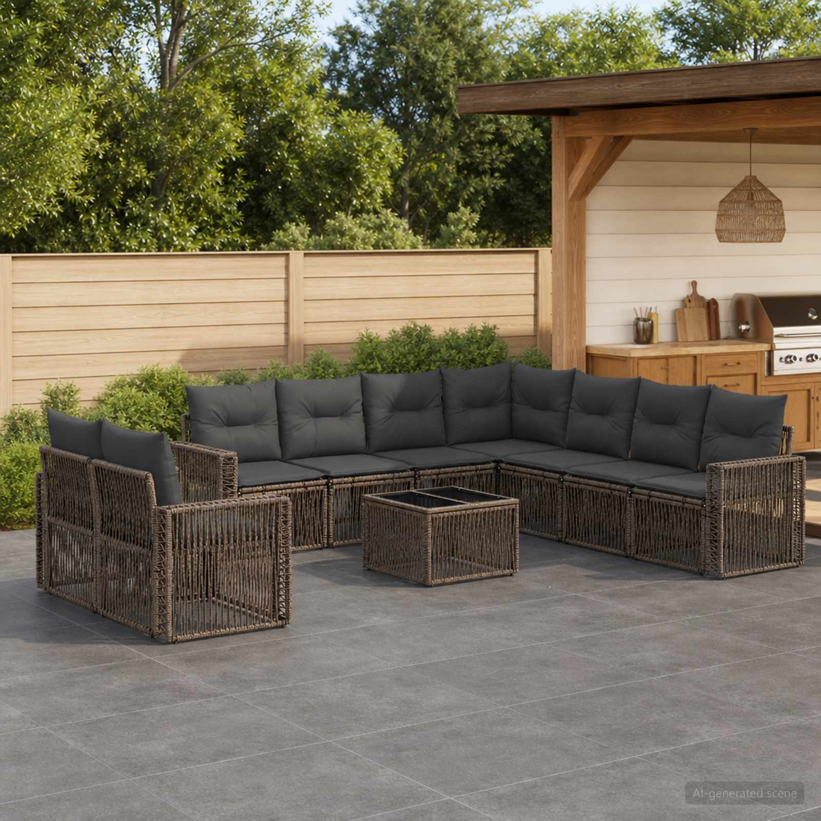Tuinbankenset 10 pcs Grijs en Donkergrijs poly rattan is nu te koop bij PeponiXL, paradijselijk wonen!