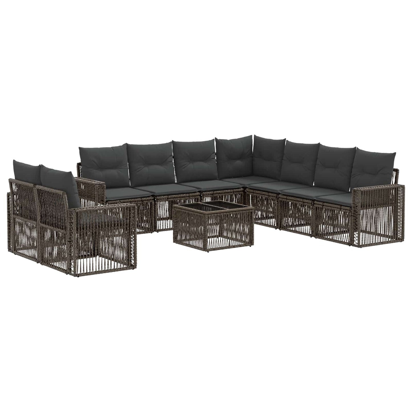 Tuinbankenset 10 pcs Grijs en Donkergrijs poly rattan is nu te koop bij PeponiXL, paradijselijk wonen!
