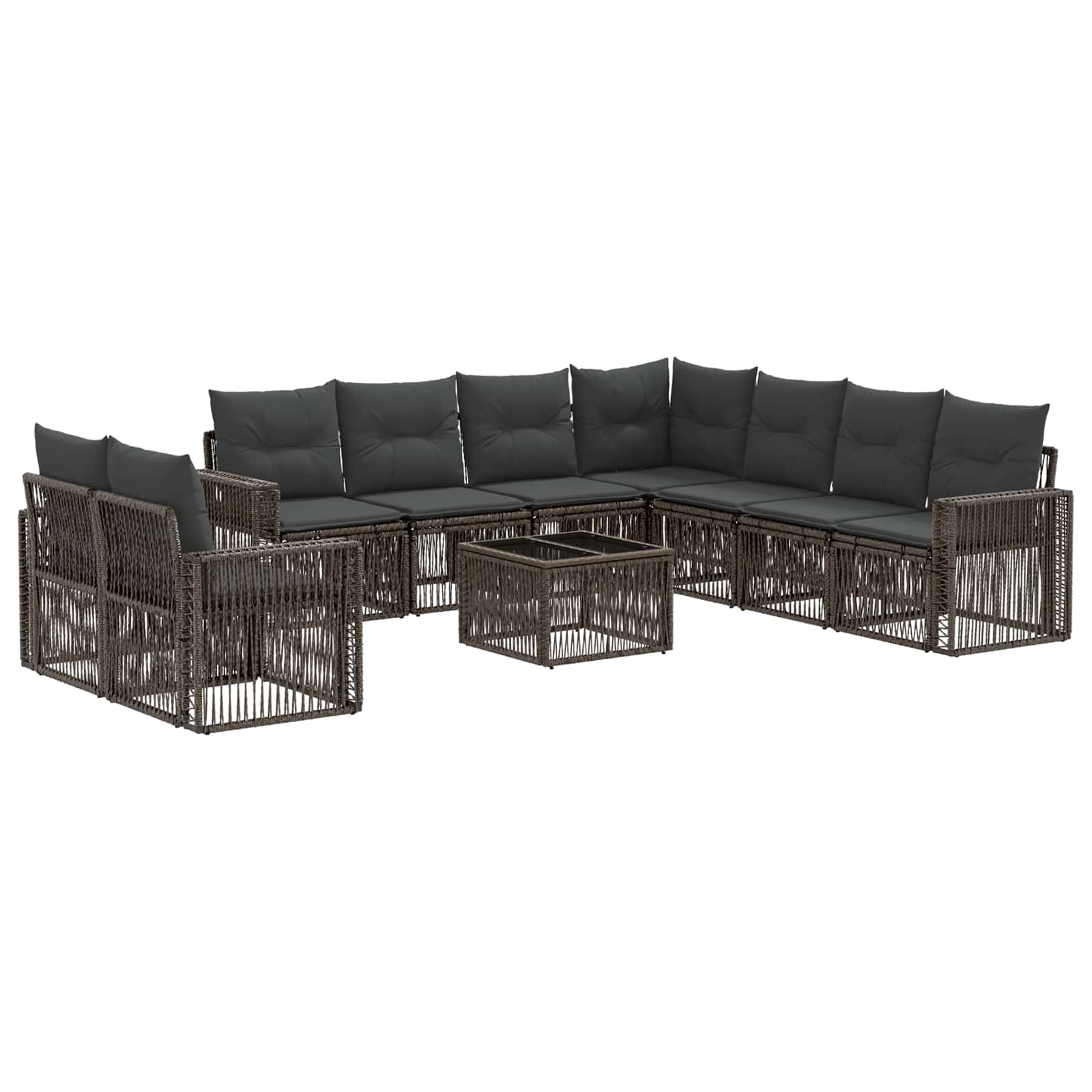 Tuinbankenset 10 pcs Grijs en Donkergrijs poly rattan is nu te koop bij PeponiXL, paradijselijk wonen!