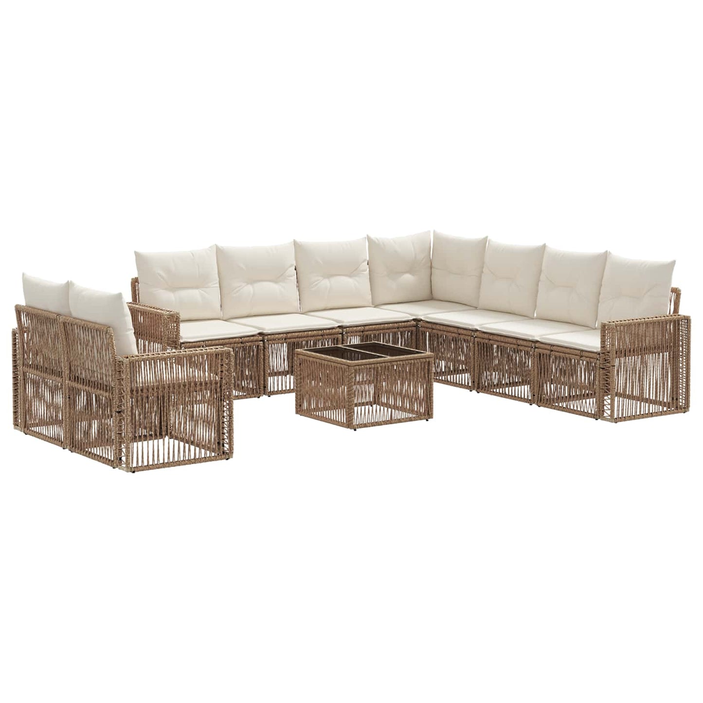 Tuinbankenset 10 pcs Beige en Crème Wit poly rattan is nu te koop bij PeponiXL, paradijselijk wonen!