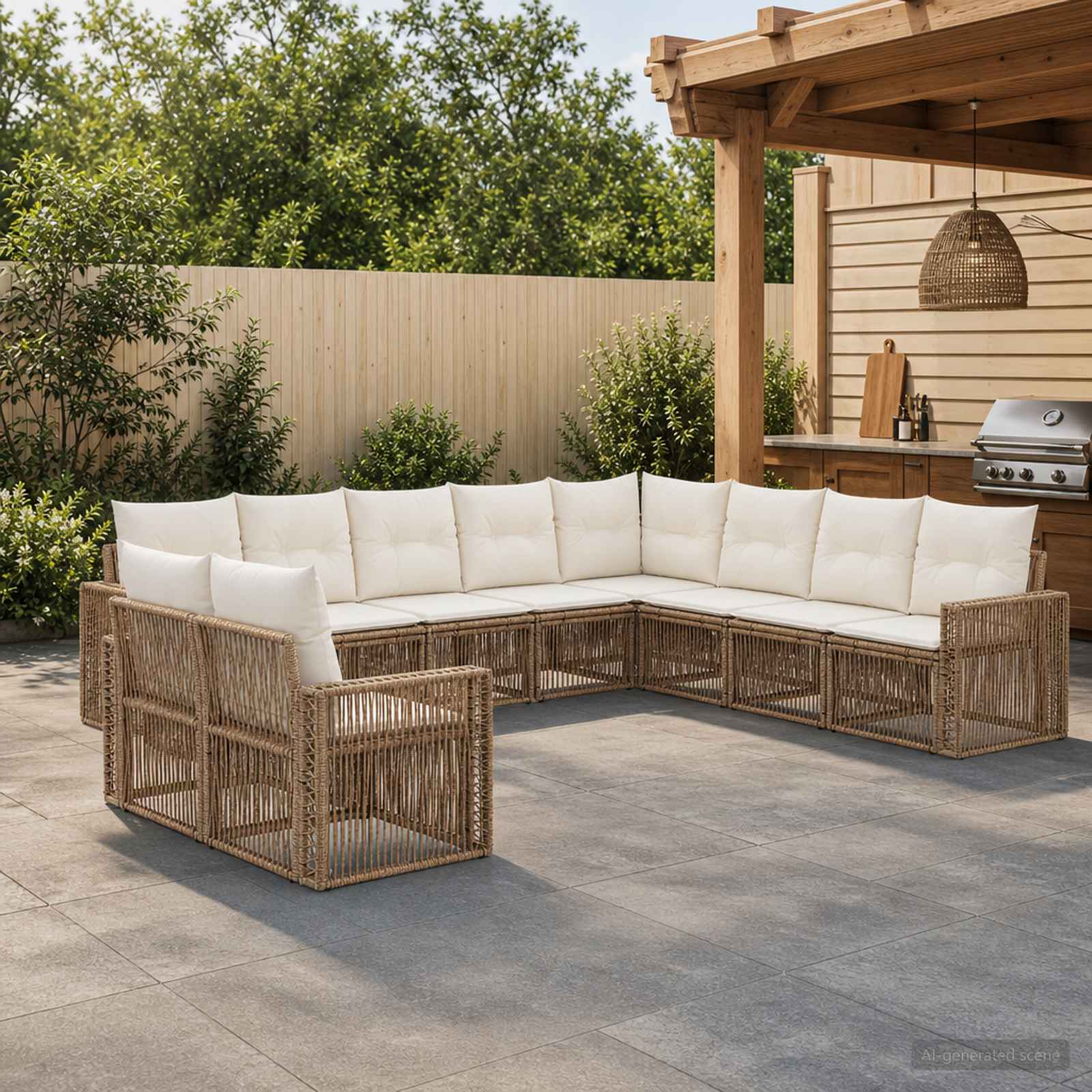 Tuinbankenset 10 pcs Beige en Crème Wit poly rattan is nu te koop bij PeponiXL, paradijselijk wonen!
