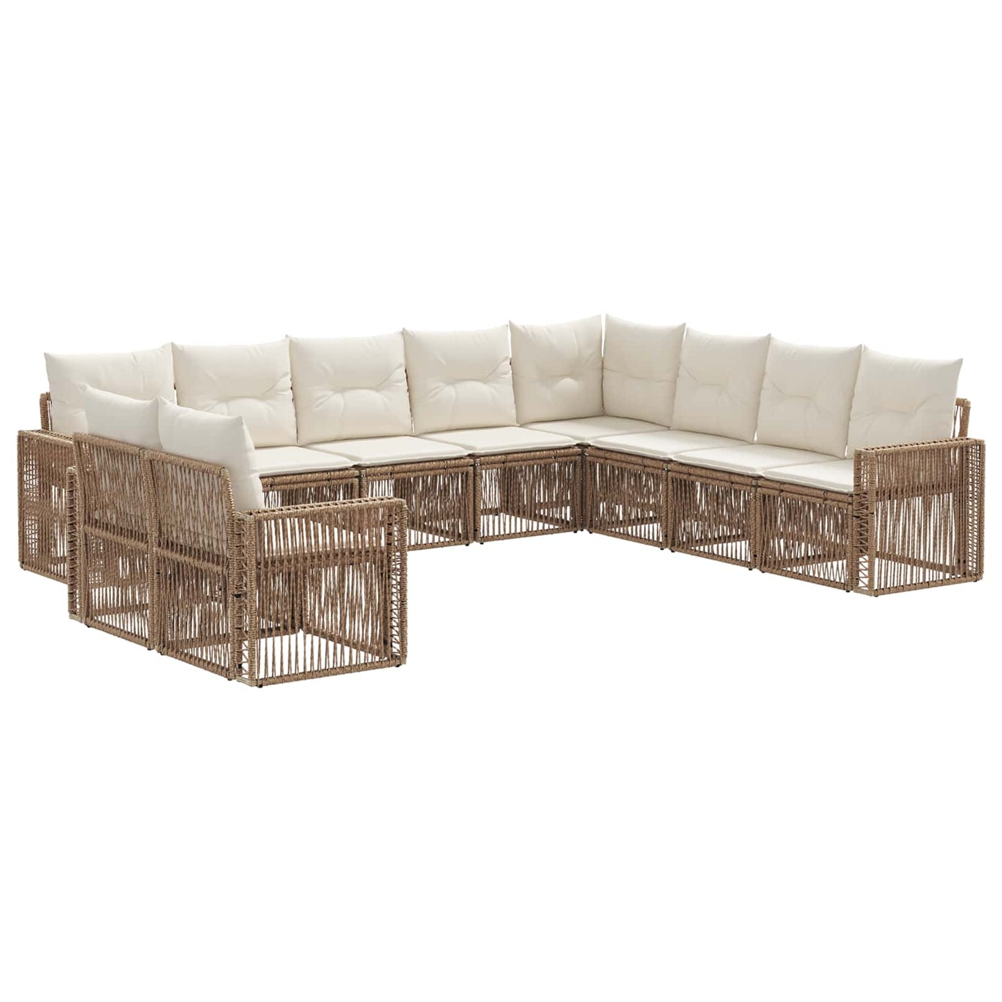 Tuinbankenset 10 pcs Beige en Crème Wit poly rattan