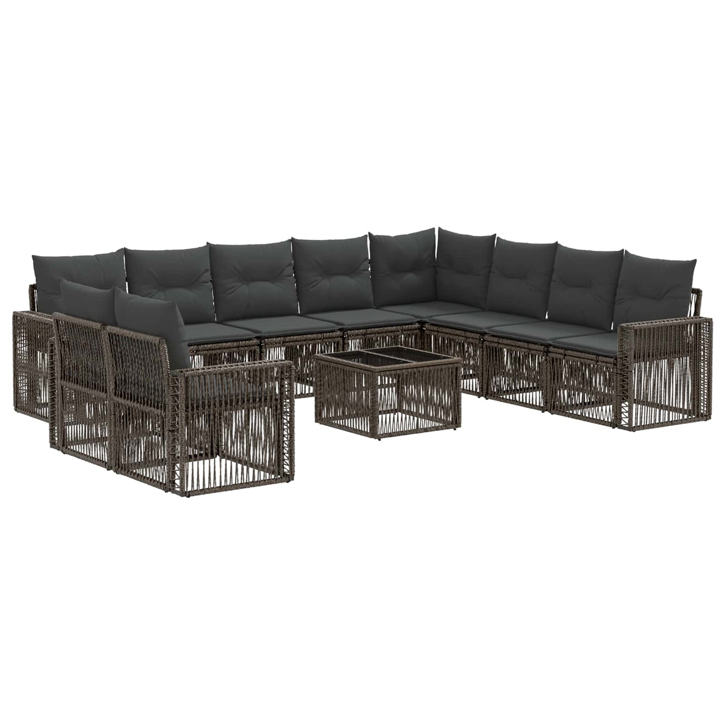 Tuinbankenset 11 pcs Grijs en Donkergrijs poly rattan is nu te koop bij PeponiXL, paradijselijk wonen!