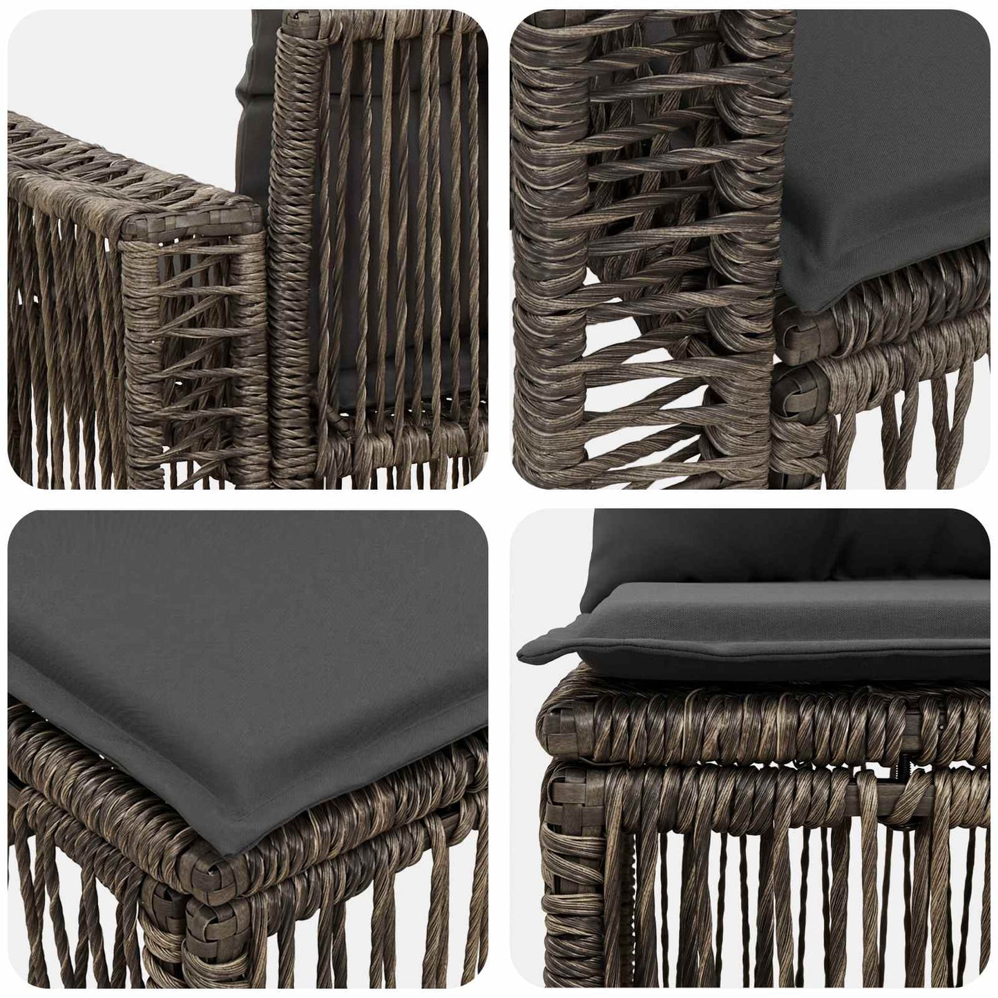Tuinbankenset 11 pcs Grijs en Donkergrijs poly rattan