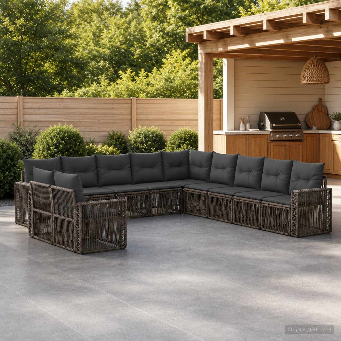 Tuinbankenset 11 pcs Grijs en Donkergrijs poly rattan is nu te koop bij PeponiXL, paradijselijk wonen!