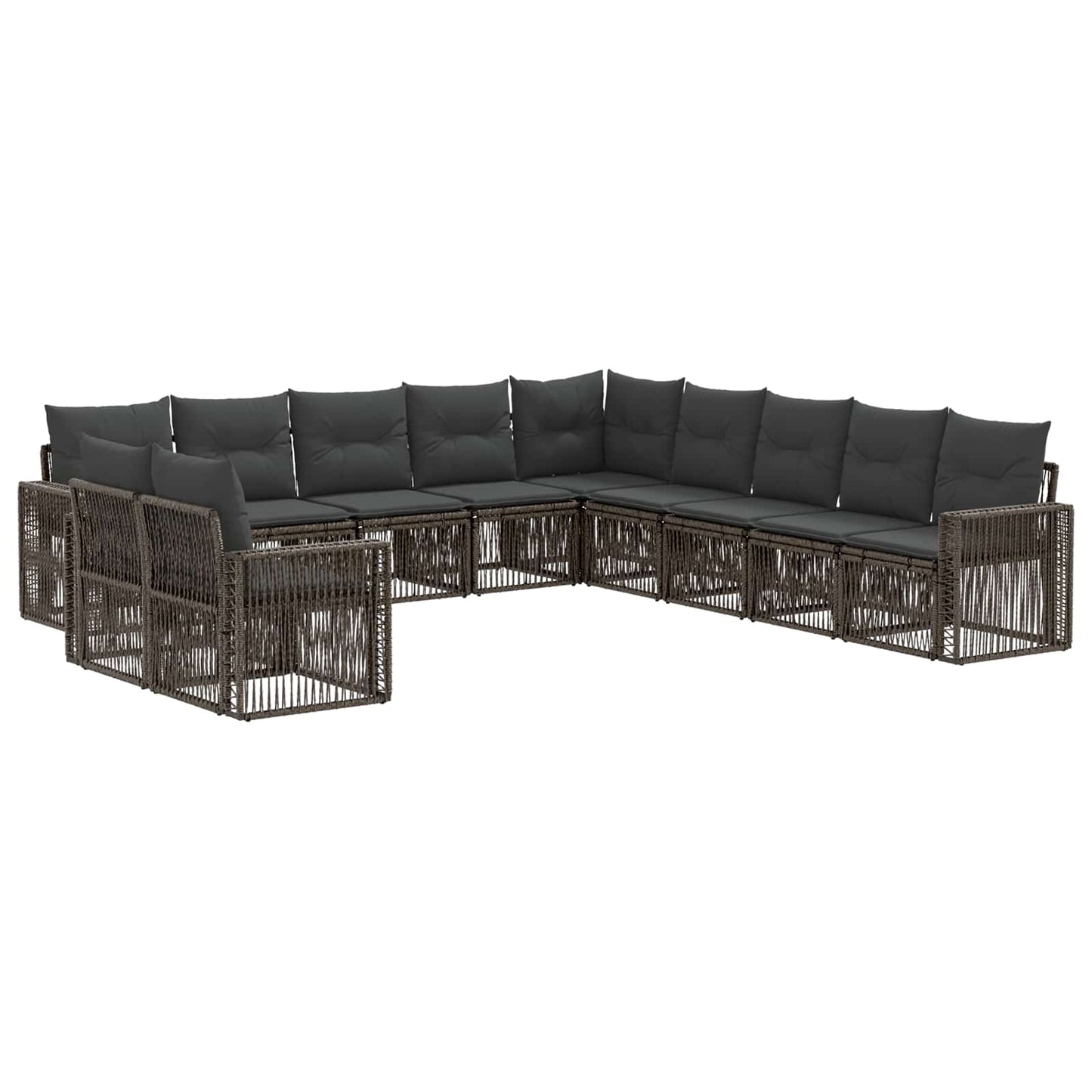Tuinbankenset 11 pcs Grijs en Donkergrijs poly rattan