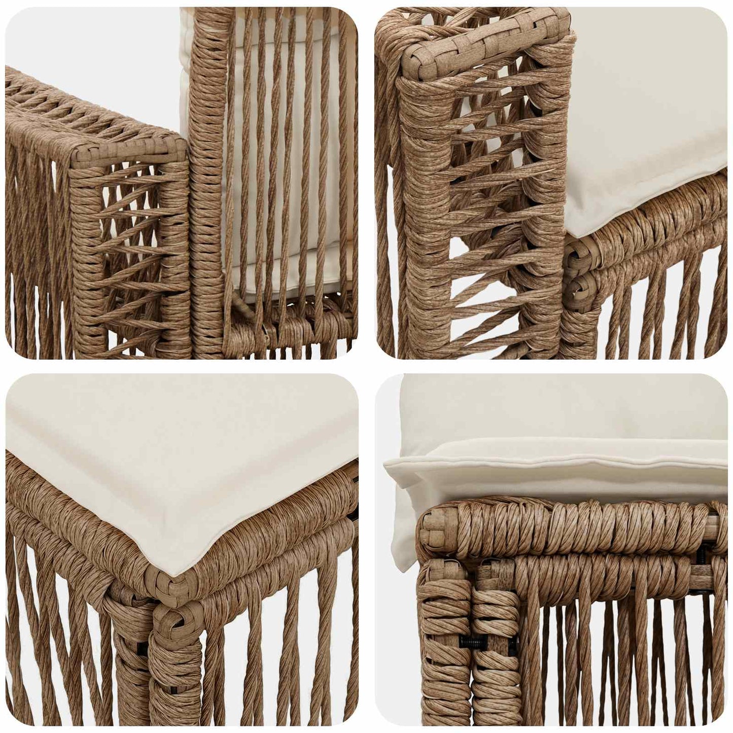 Tuinbankenset 11 pcs Beige en Crème Wit poly rattan