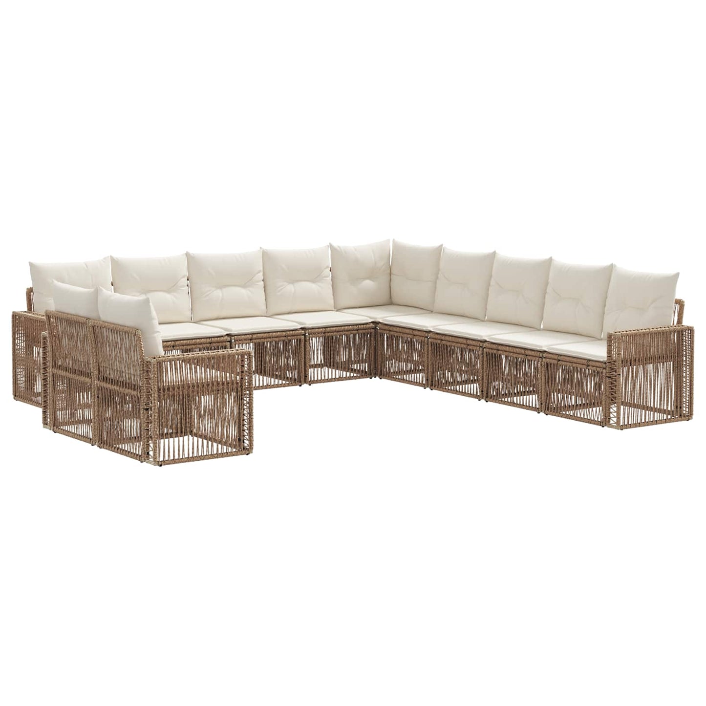 Tuinbankenset 11 pcs Beige en Crème Wit poly rattan