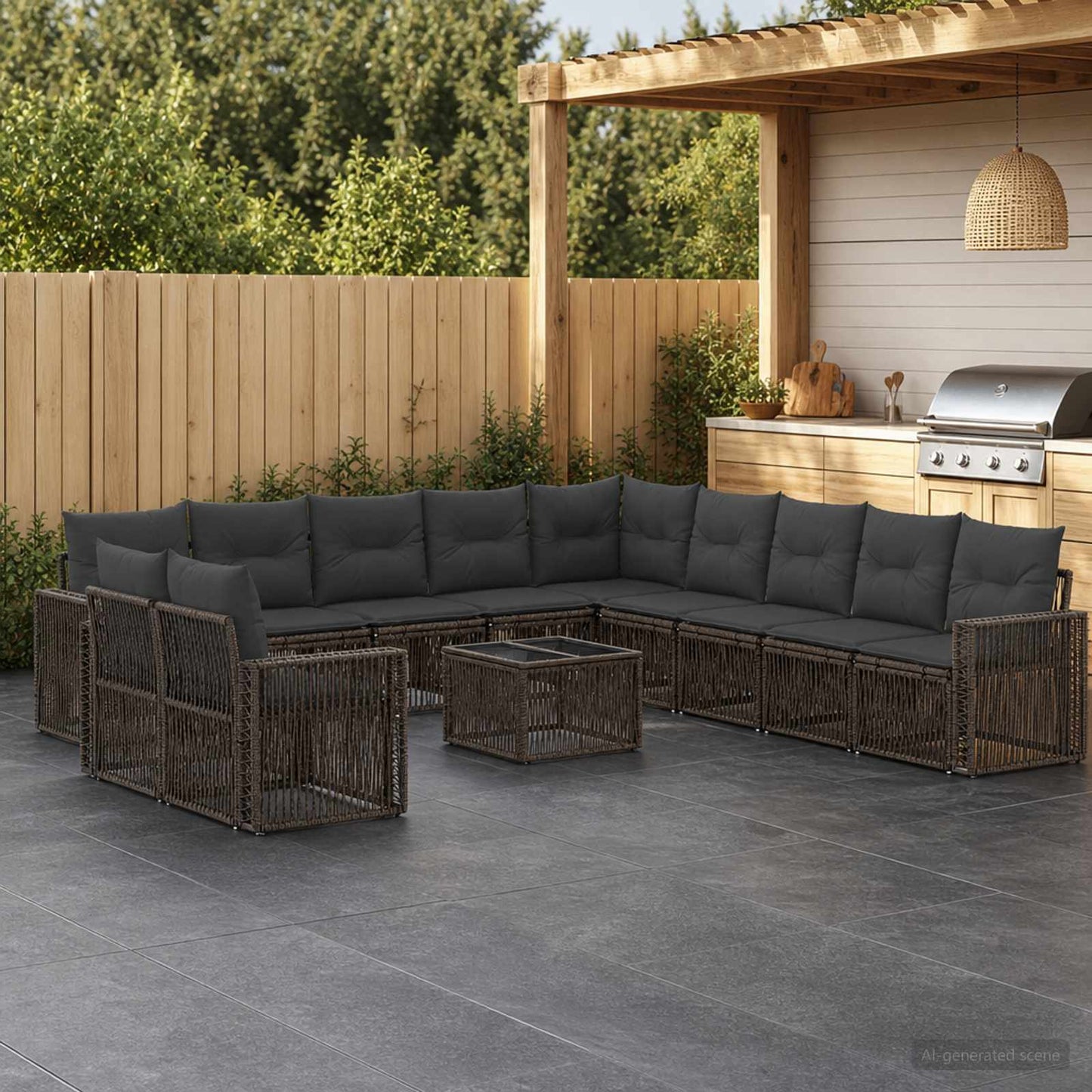 Tuinbankenset 12 pcs Grijs en Donkergrijs poly rattan is nu te koop bij PeponiXL, paradijselijk wonen!