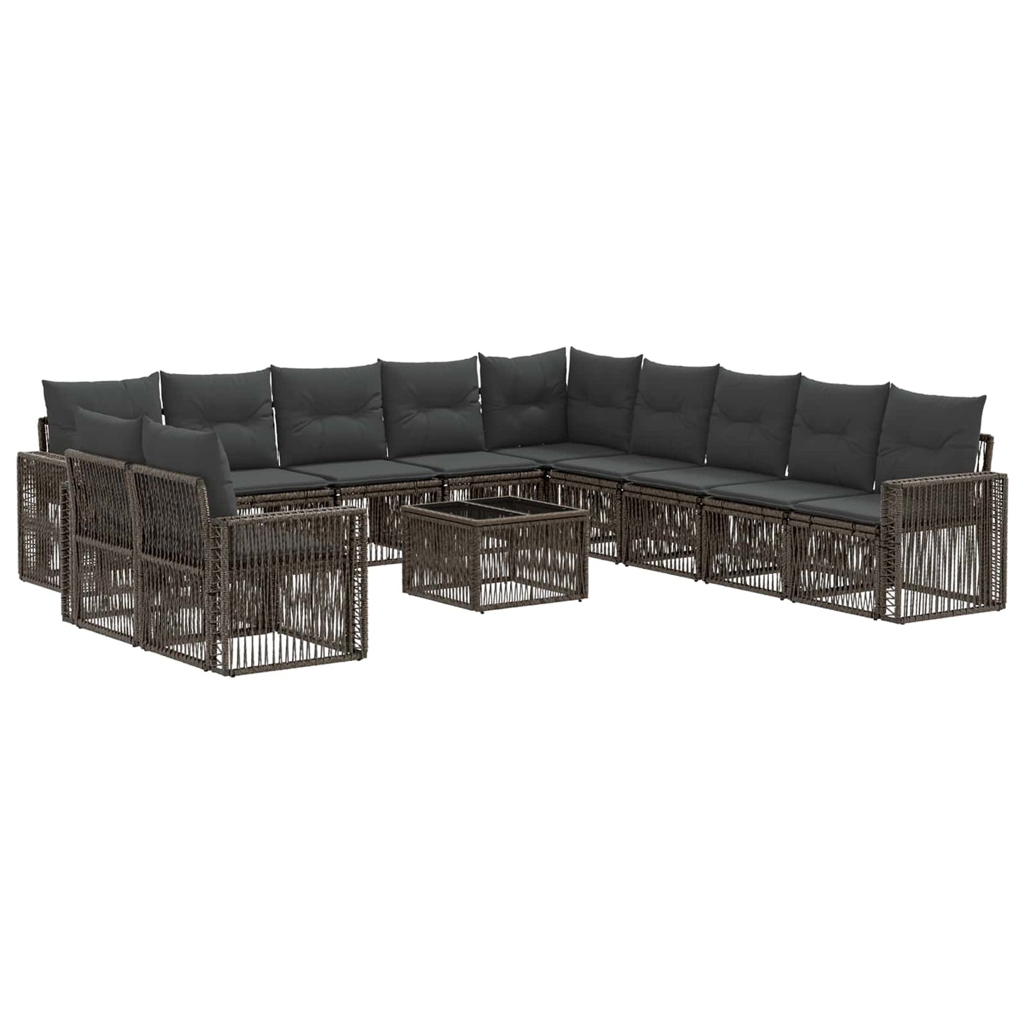 Tuinbankenset 12 pcs Grijs en Donkergrijs poly rattan is nu te koop bij PeponiXL, paradijselijk wonen!