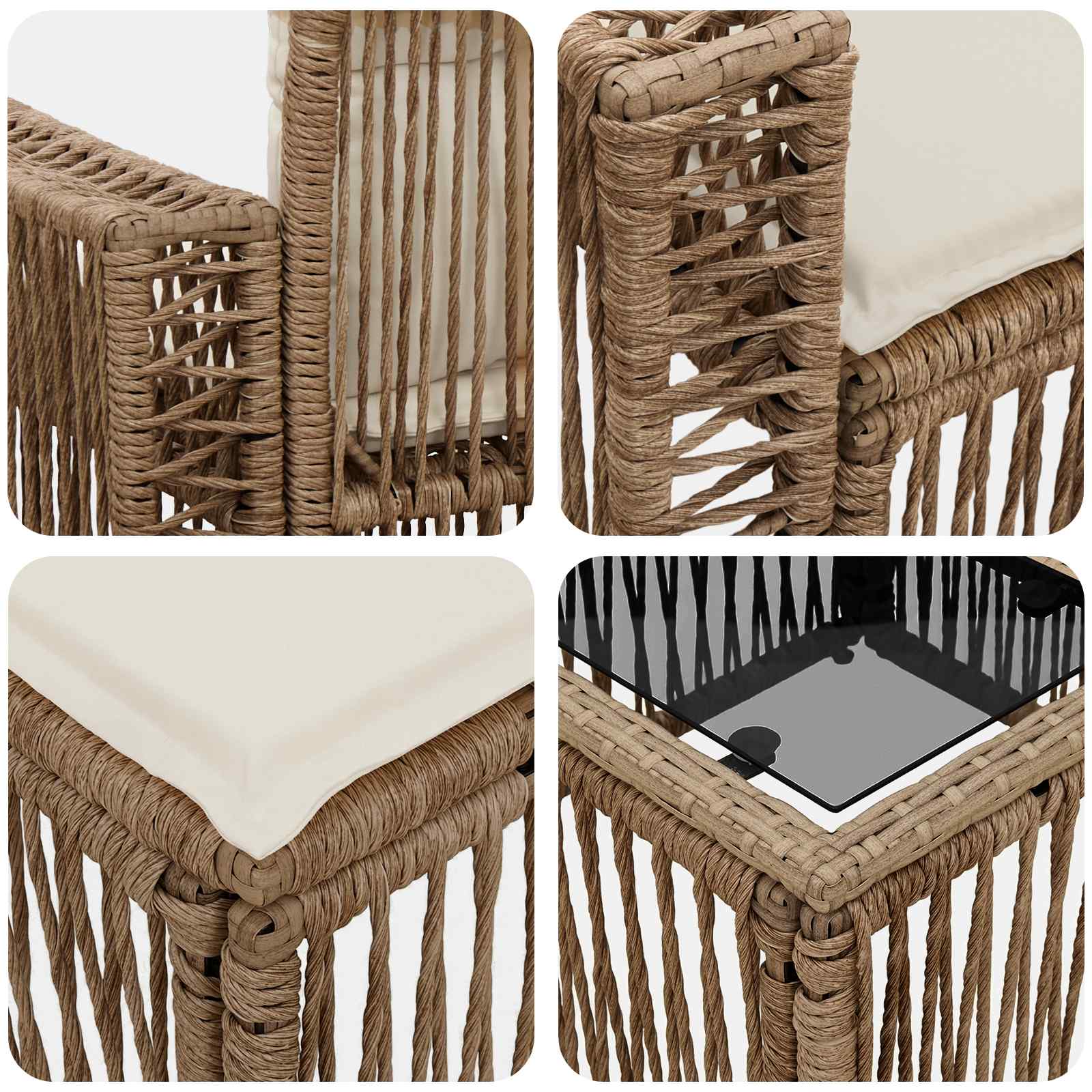 Tuinbankenset 12 pcs Beige en Crème Wit poly rattan is nu te koop bij PeponiXL, paradijselijk wonen!