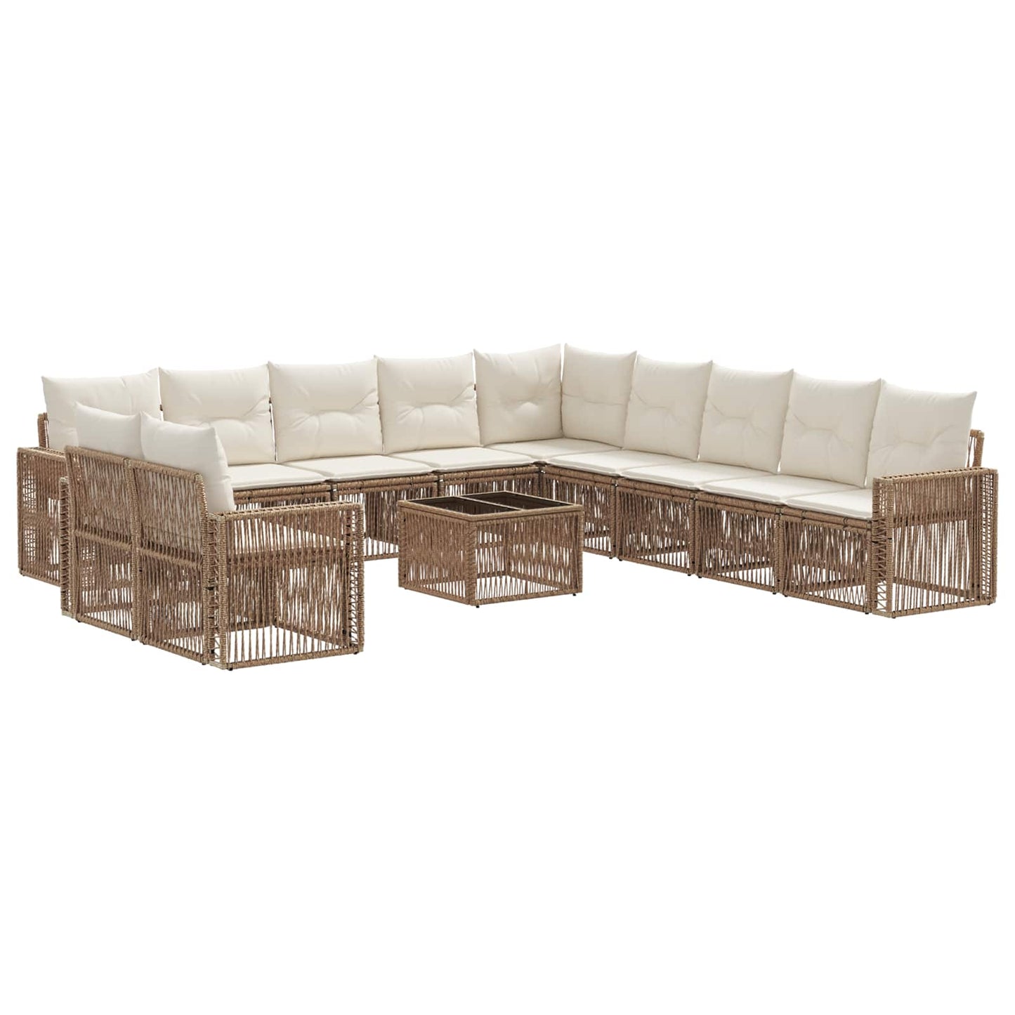 Tuinbankenset 12 pcs Beige en Crème Wit poly rattan is nu te koop bij PeponiXL, paradijselijk wonen!