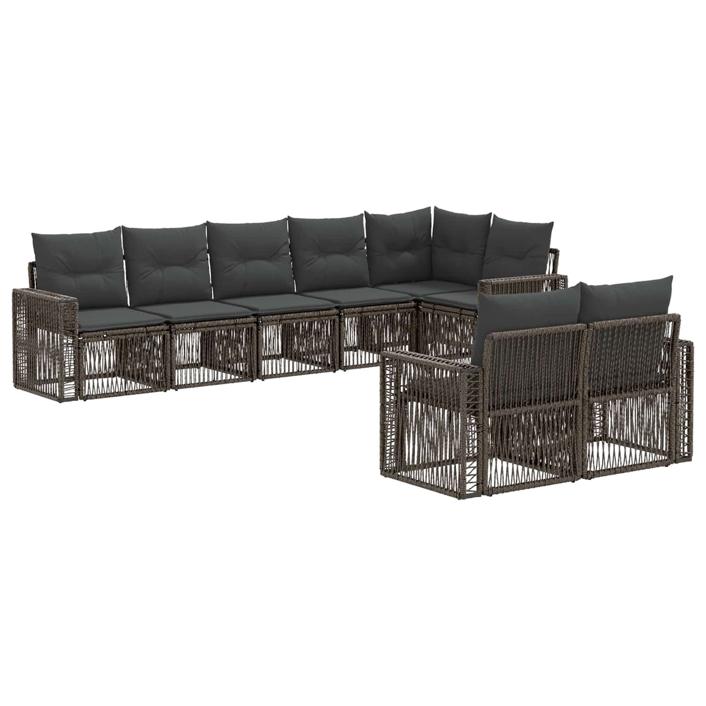 Tuinbankenset 8 pcs Grijs en Donkergrijs poly rattan