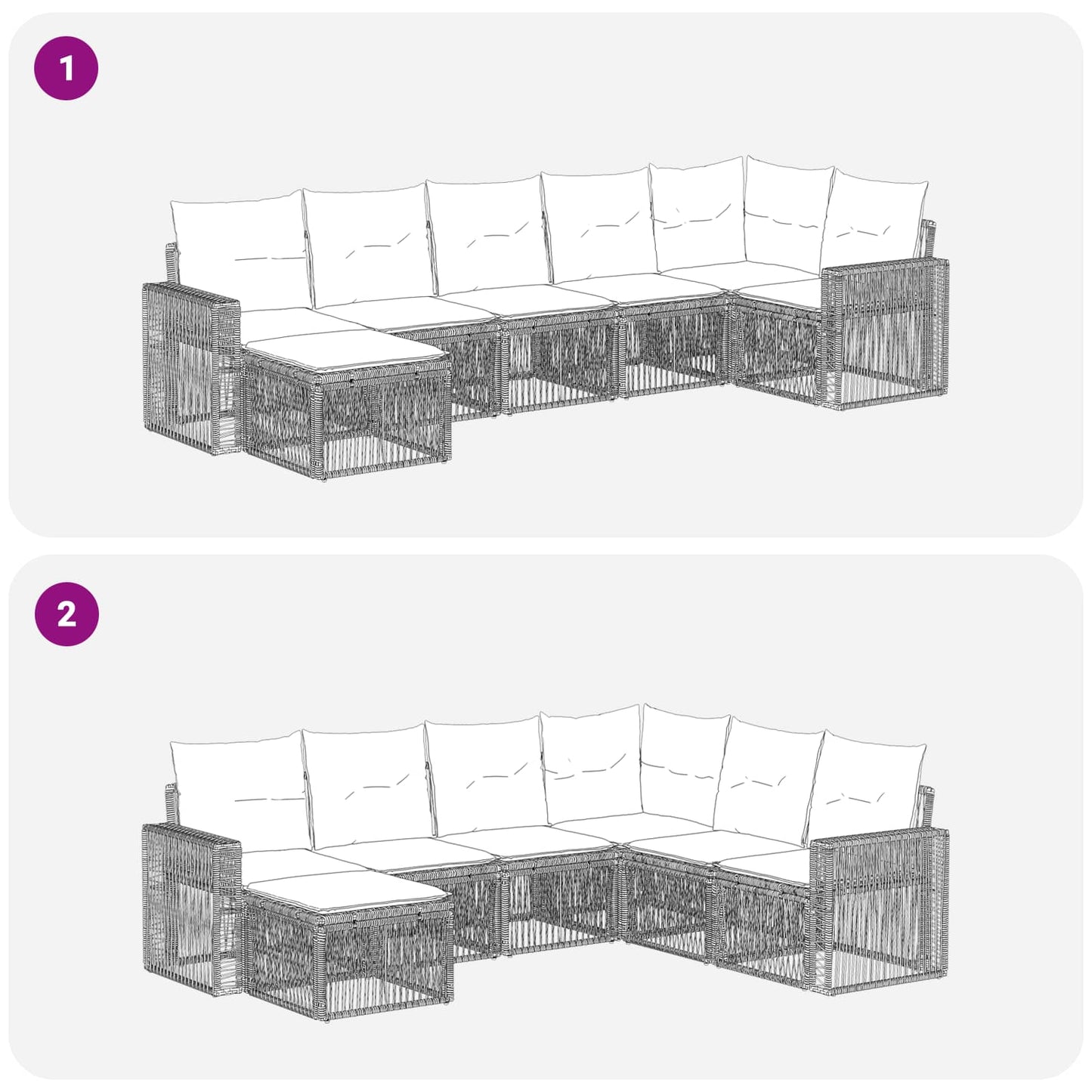 Tuinbankenset 7 pcs Zwart en Cream Wit poly rattan is nu te koop bij PeponiXL, paradijselijk wonen!