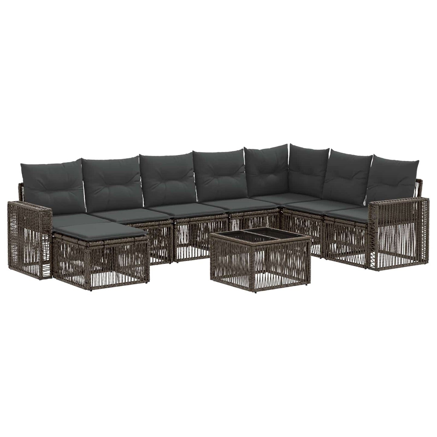 Tuinbankenset 9 pcs Grijs en Donkergrijs poly rattan is nu te koop bij PeponiXL, paradijselijk wonen!