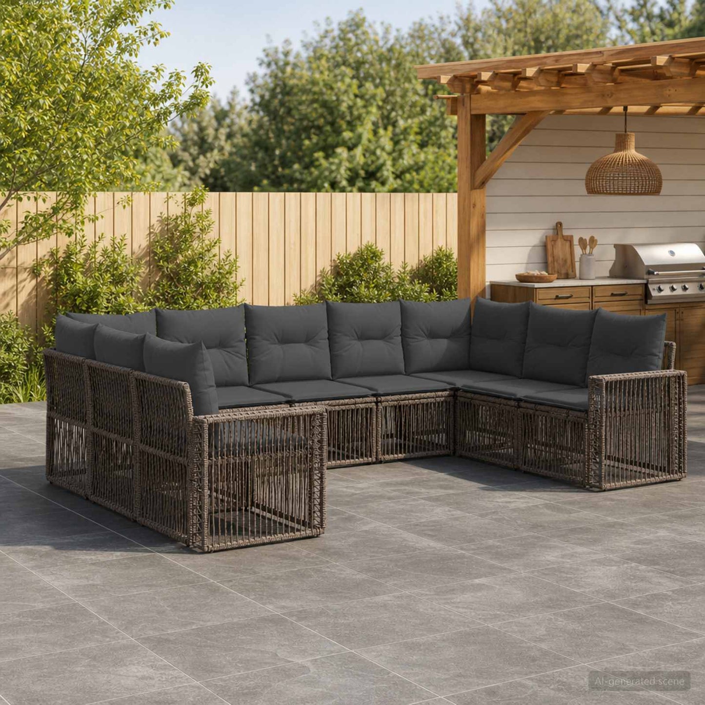 Tuinbankenset 9 pcs Grijs en Donkergrijs poly rattan is nu te koop bij PeponiXL, paradijselijk wonen!