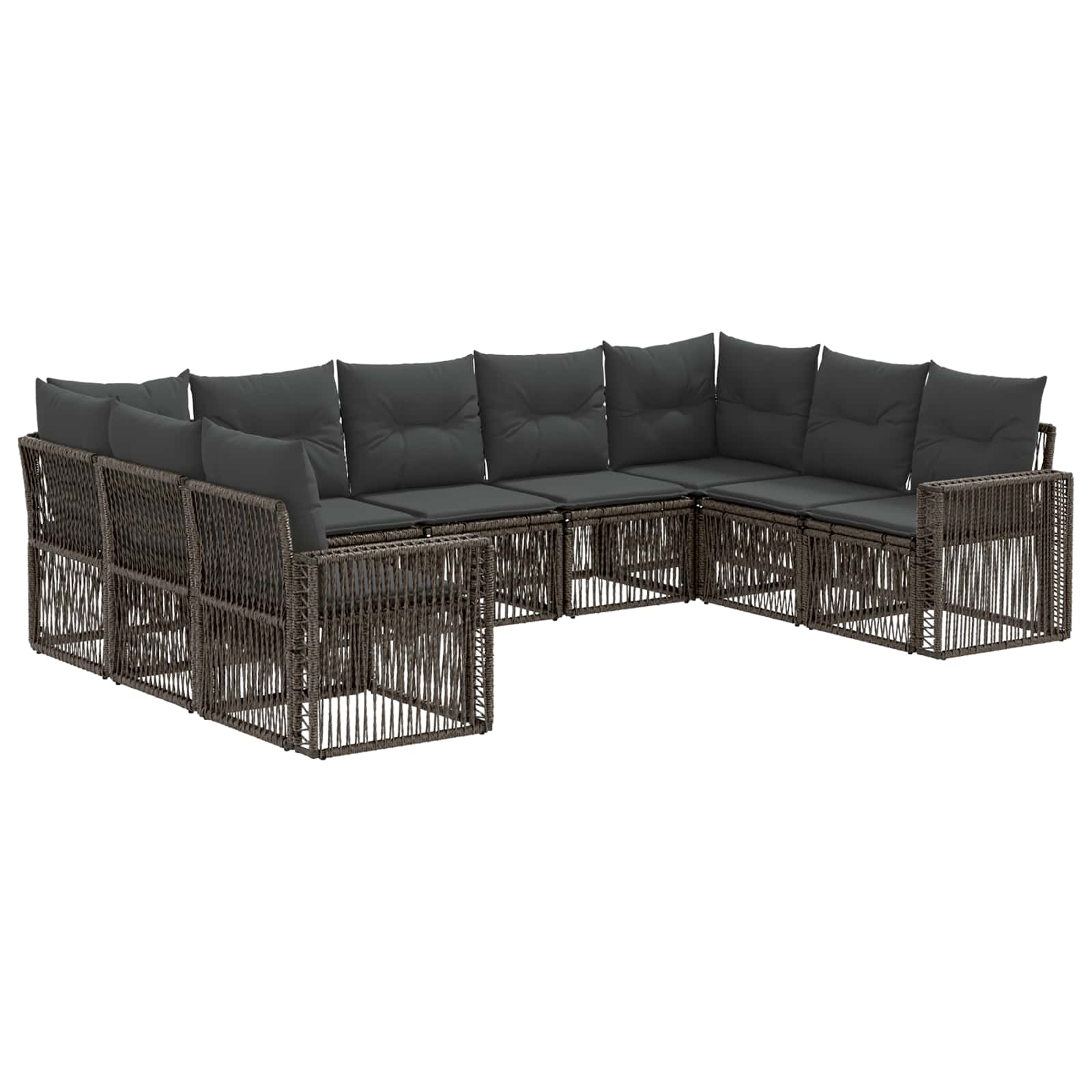 Tuinbankenset 9 pcs Grijs en Donkergrijs poly rattan is nu te koop bij PeponiXL, paradijselijk wonen!