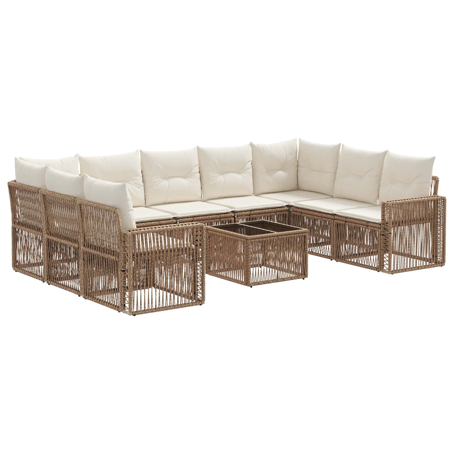 Tuinbankenset 10 pcs Beige en Crème Wit poly rattan is nu te koop bij PeponiXL, paradijselijk wonen!
