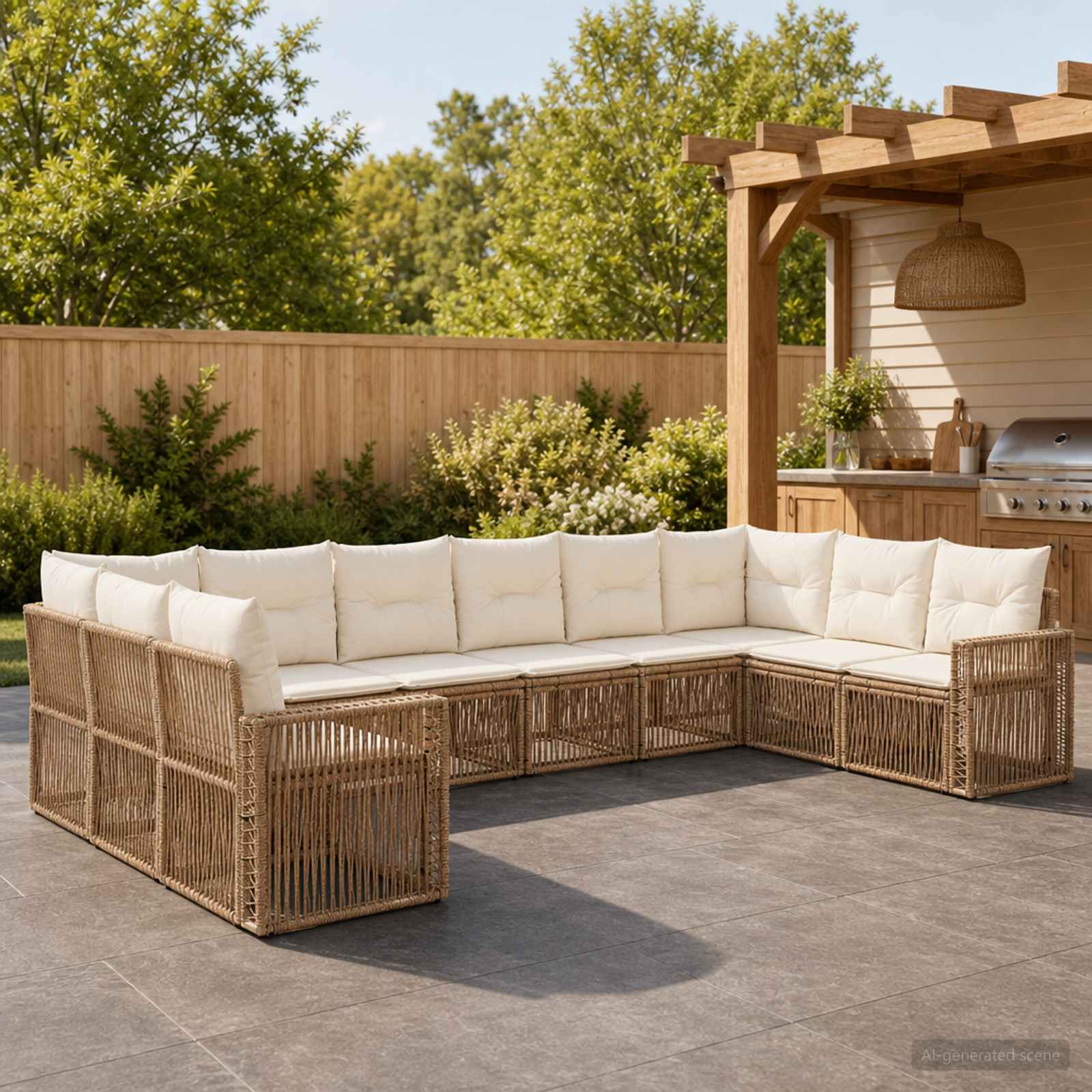 Tuinbankenset 10 pcs Beige en Crème Wit poly rattan is nu te koop bij PeponiXL, paradijselijk wonen!