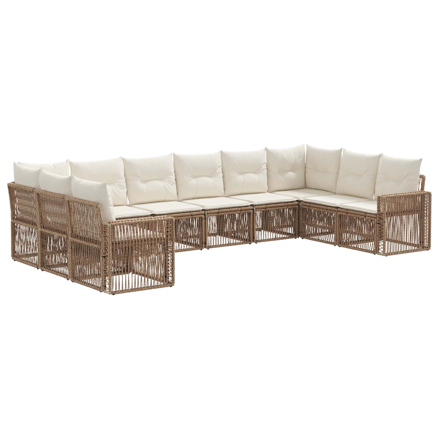 Tuinbankenset 10 pcs Beige en Crème Wit poly rattan is nu te koop bij PeponiXL, paradijselijk wonen!