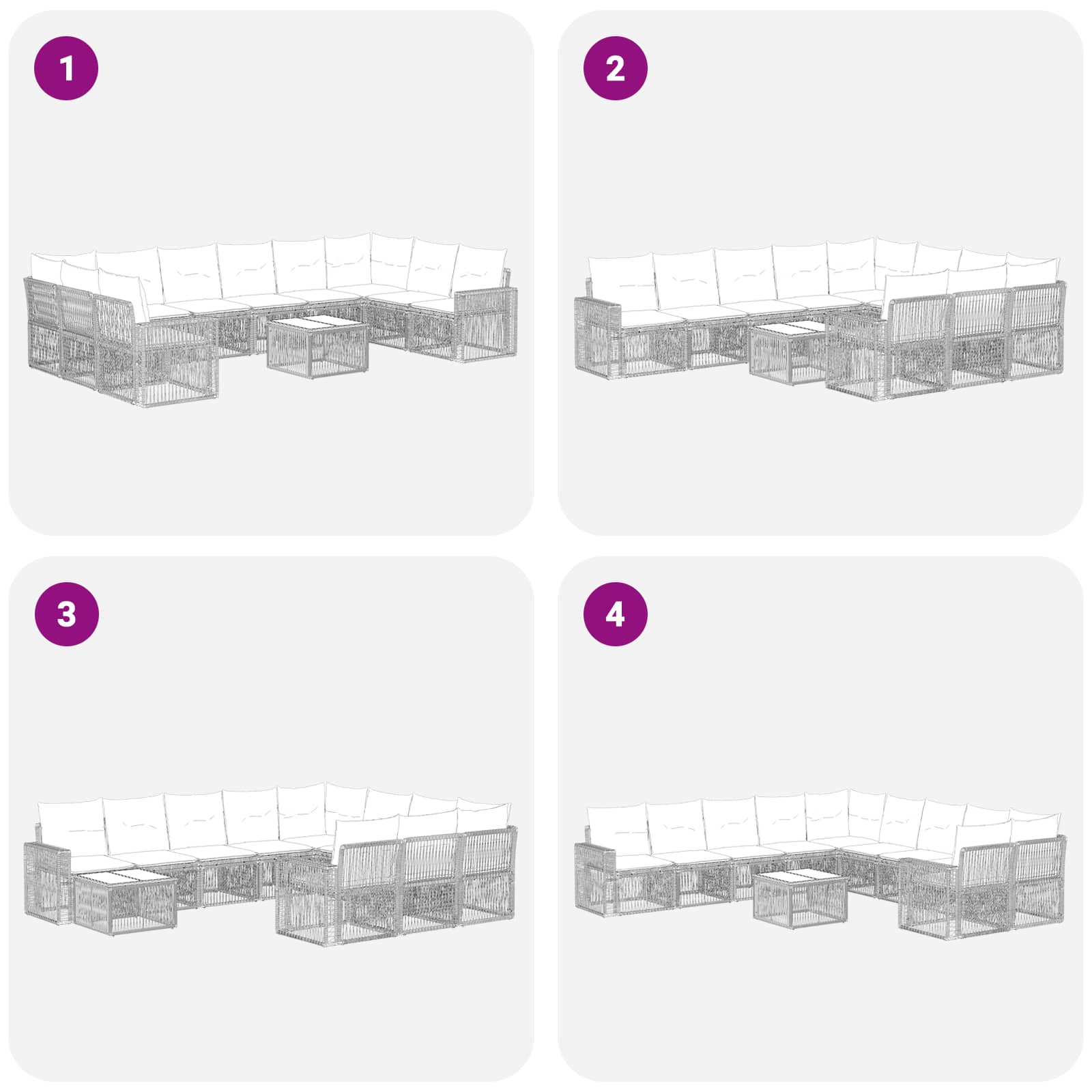 Tuinbankenset 11 pcs Beige en Crème Wit poly rattan is nu te koop bij PeponiXL, paradijselijk wonen!
