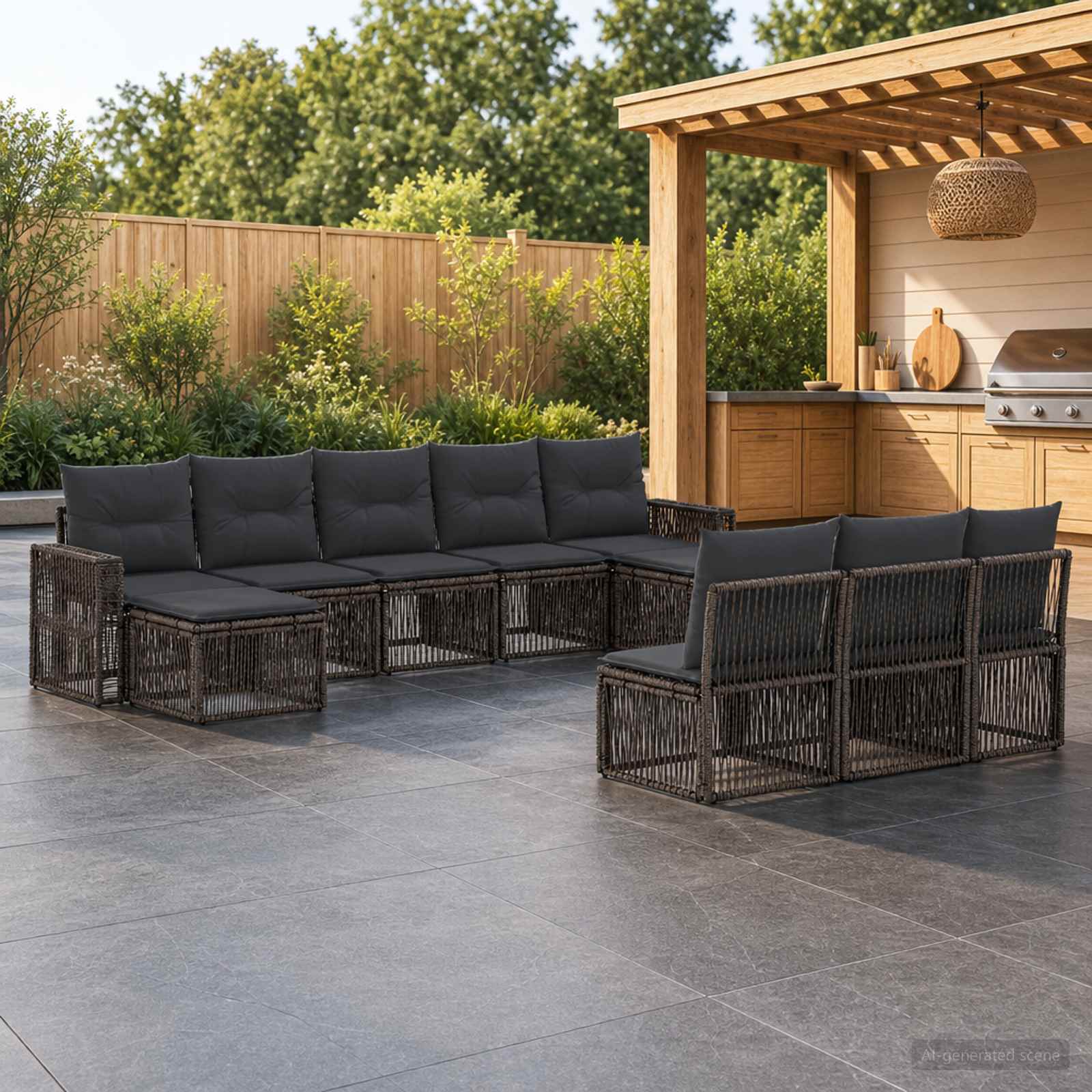 Tuinbankenset 10 pcs Grijs en Donkergrijs poly rattan is nu te koop bij PeponiXL, paradijselijk wonen!