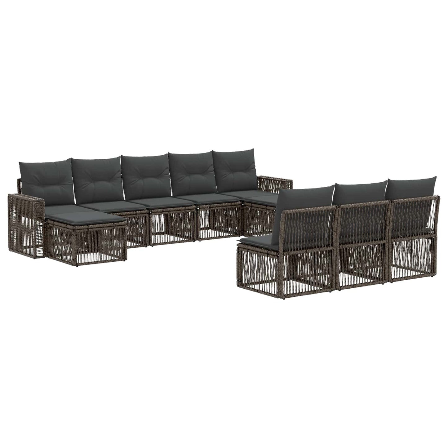Tuinbankenset 10 pcs Grijs en Donkergrijs poly rattan is nu te koop bij PeponiXL, paradijselijk wonen!