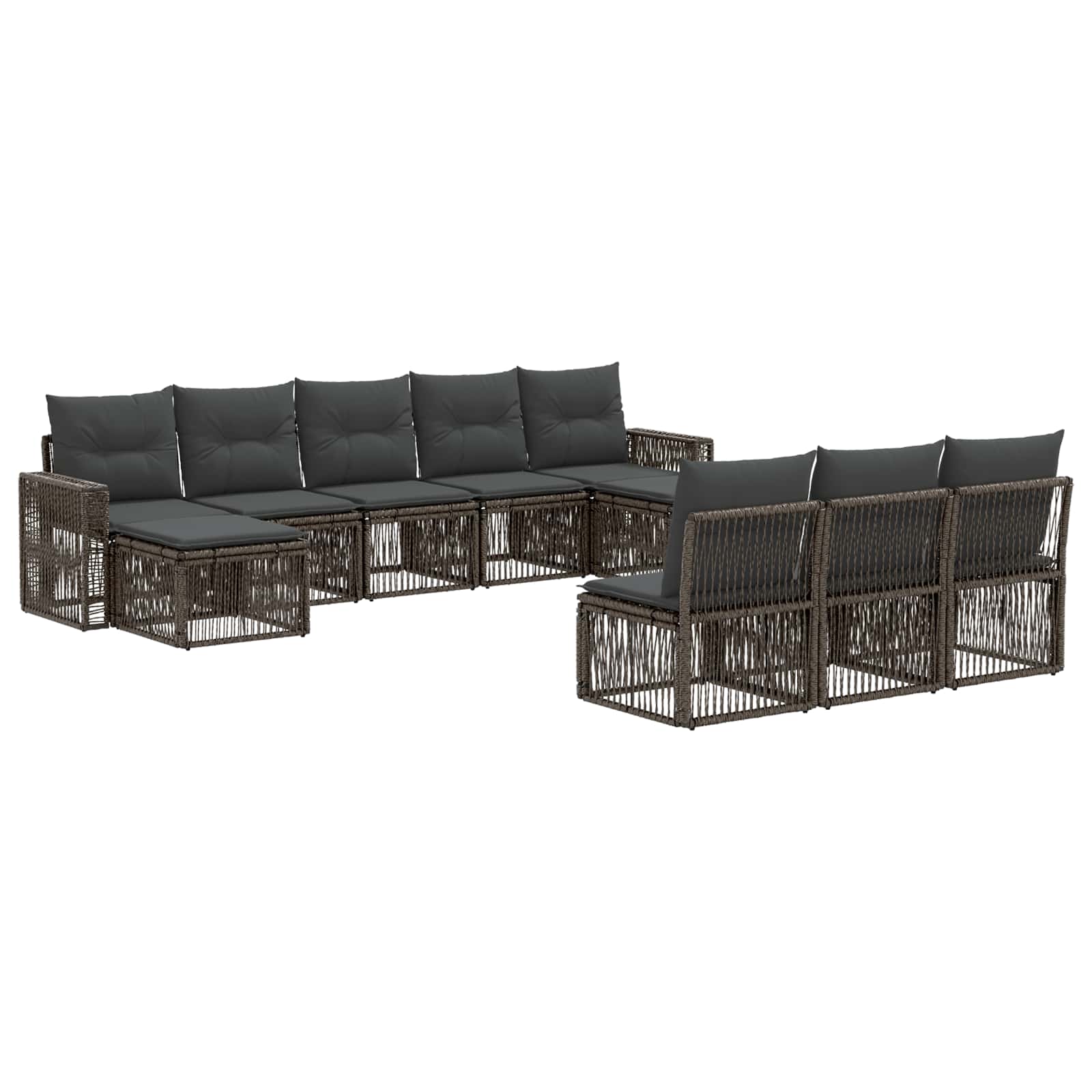 Tuinbankenset 10 pcs Grijs en Donkergrijs poly rattan is nu te koop bij PeponiXL, paradijselijk wonen!