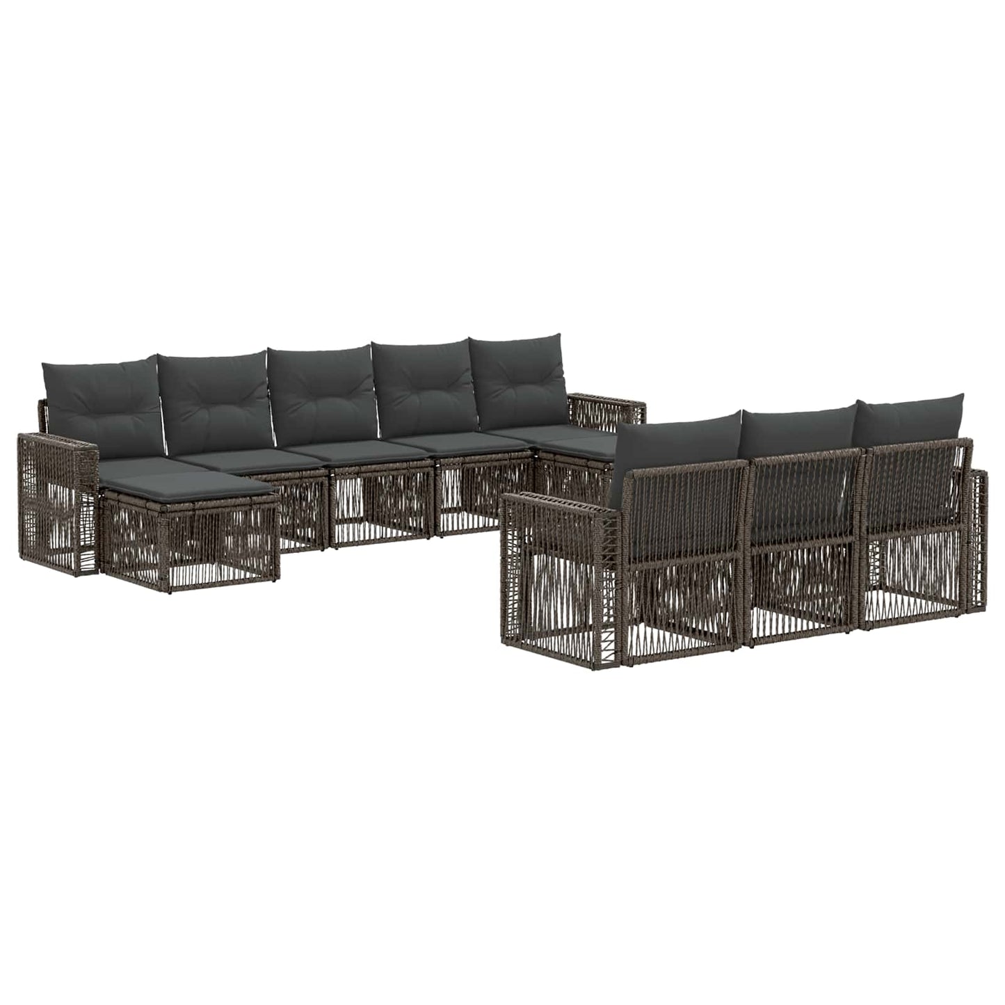 Tuinbankenset 10 pcs Grijs en Donkergrijs poly rattan is nu te koop bij PeponiXL, paradijselijk wonen!