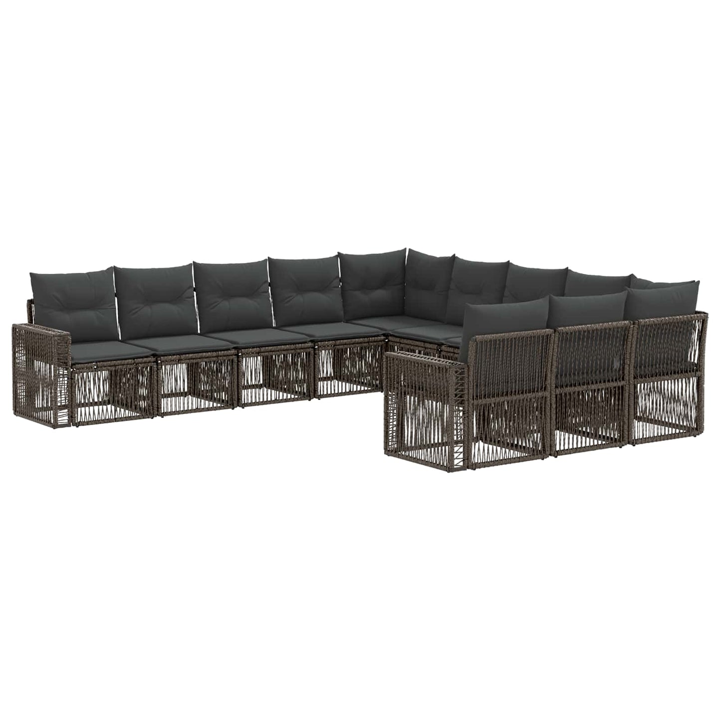 Tuinbankenset 11 pcs Grijs en Donkergrijs poly rattan is nu te koop bij PeponiXL, paradijselijk wonen!