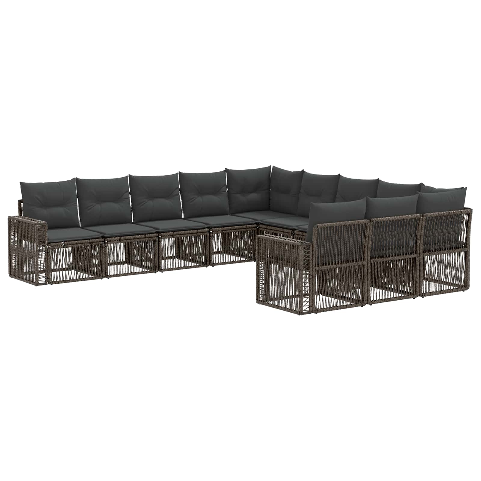 Tuinbankenset 11 pcs Grijs en Donkergrijs poly rattan is nu te koop bij PeponiXL, paradijselijk wonen!