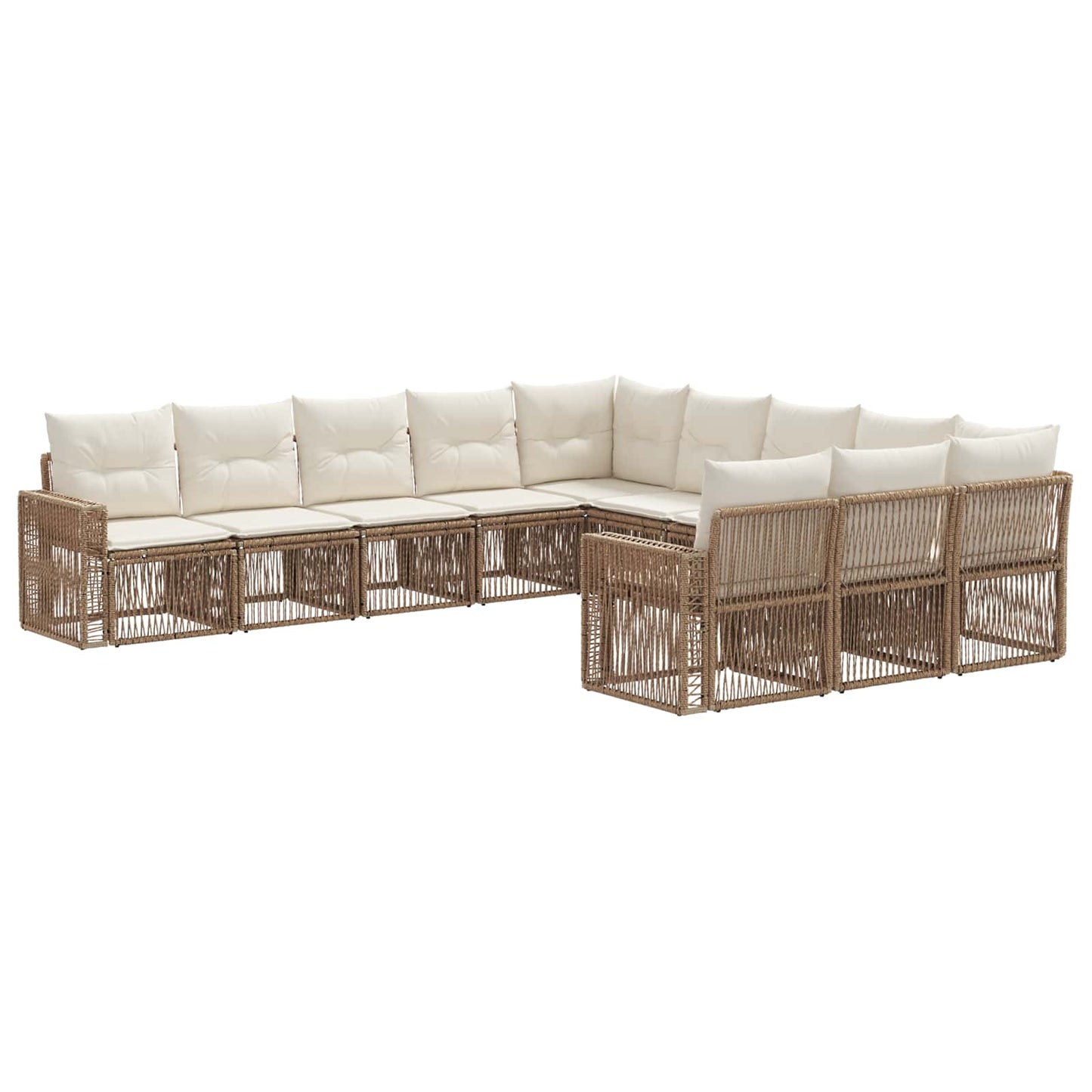 Tuinbankenset 11 pcs Beige en Crème Wit poly rattan is nu te koop bij PeponiXL, paradijselijk wonen!