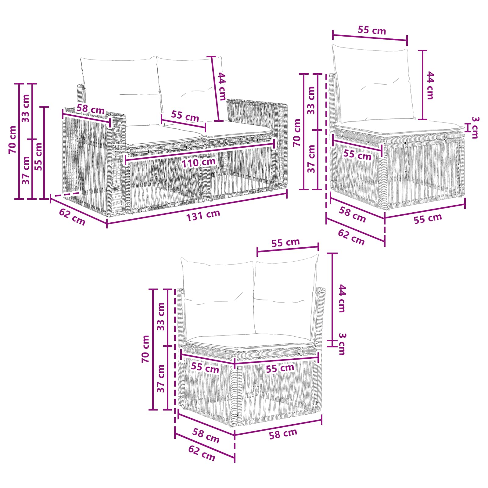 Tuinbankenset 11 pcs Beige en Crème Wit poly rattan is nu te koop bij PeponiXL, paradijselijk wonen!