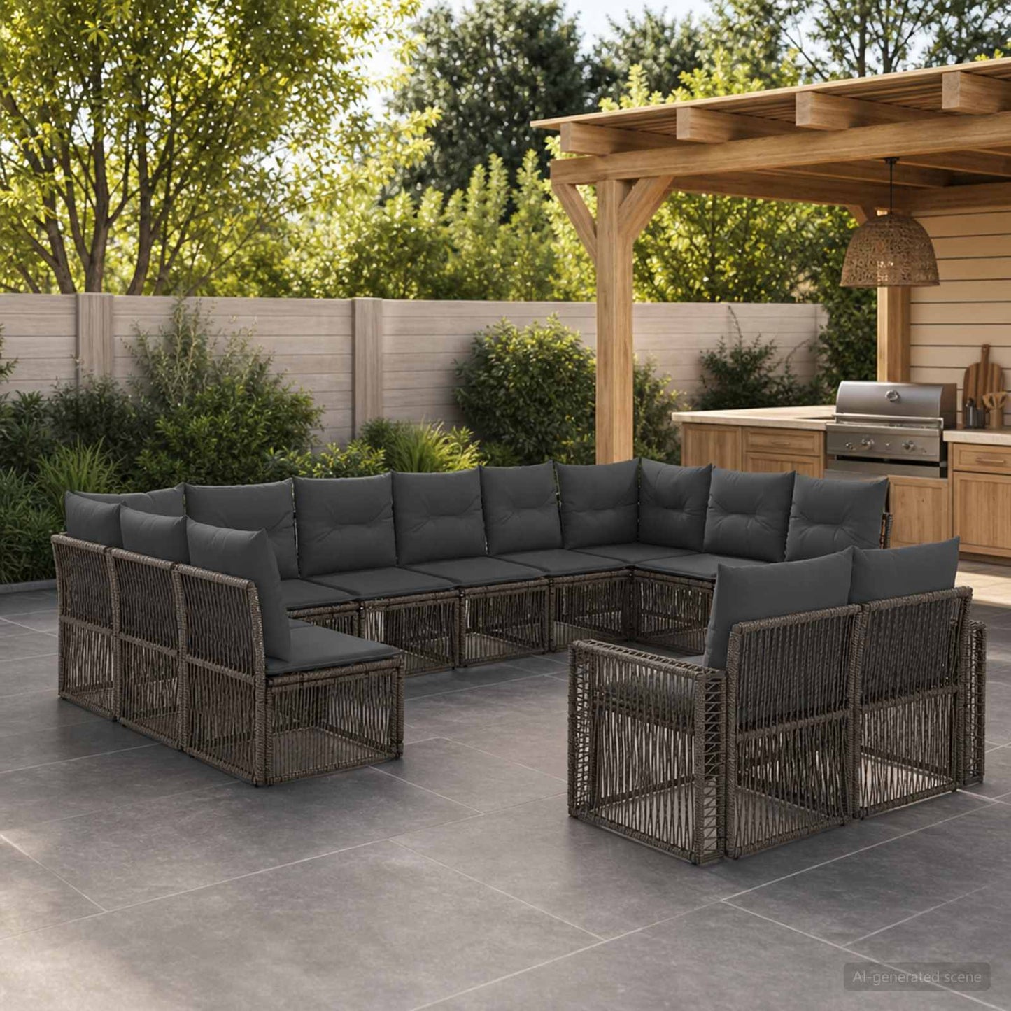 Tuinbankenset 12 pcs Grijs en Donkergrijs poly rattan is nu te koop bij PeponiXL, paradijselijk wonen!