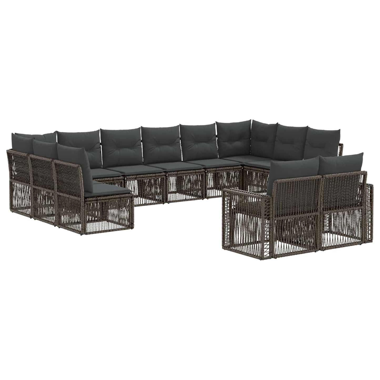 Tuinbankenset 12 pcs Grijs en Donkergrijs poly rattan is nu te koop bij PeponiXL, paradijselijk wonen!
