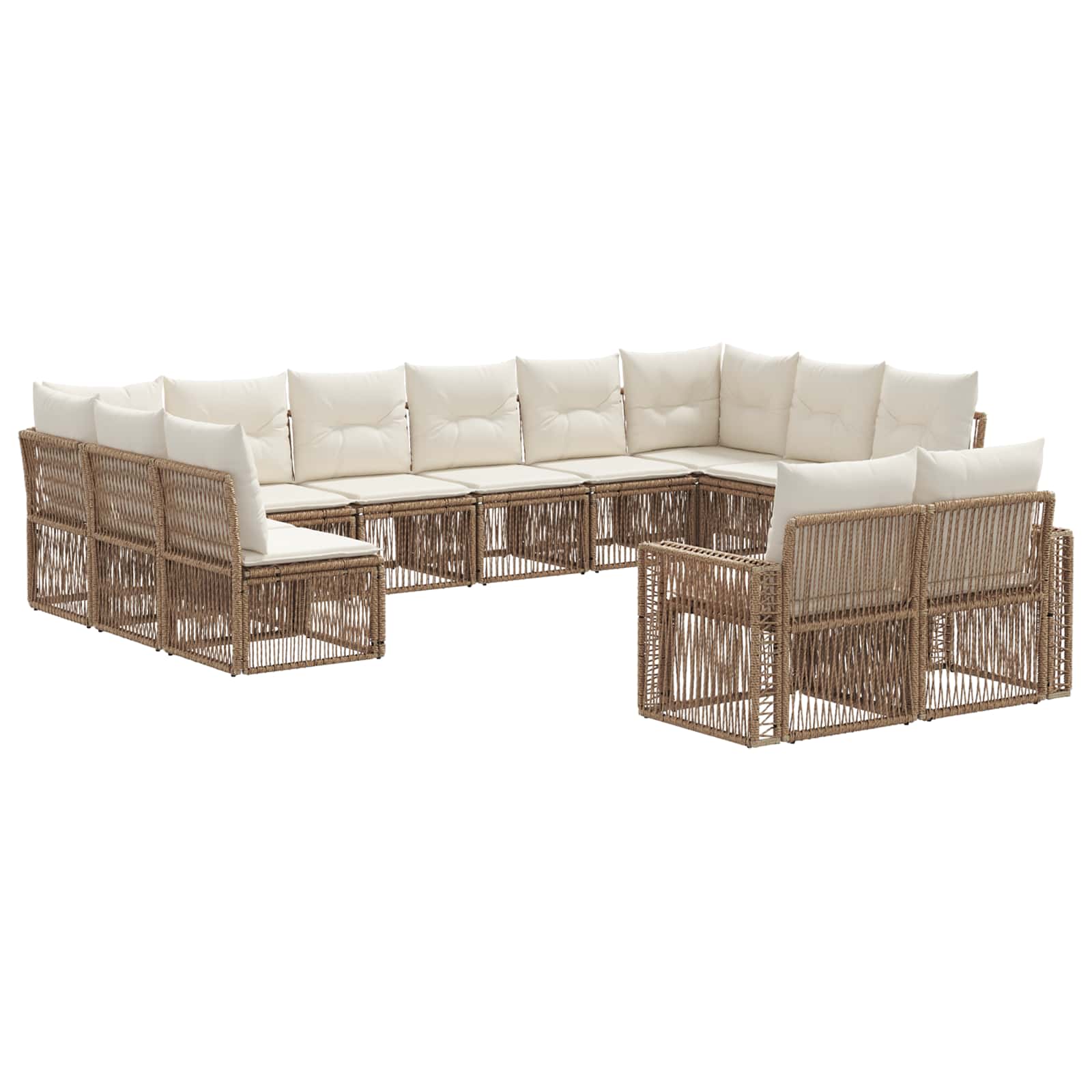 Tuinbankenset 12 pcs Beige en Crème Wit poly rattan is nu te koop bij PeponiXL, paradijselijk wonen!