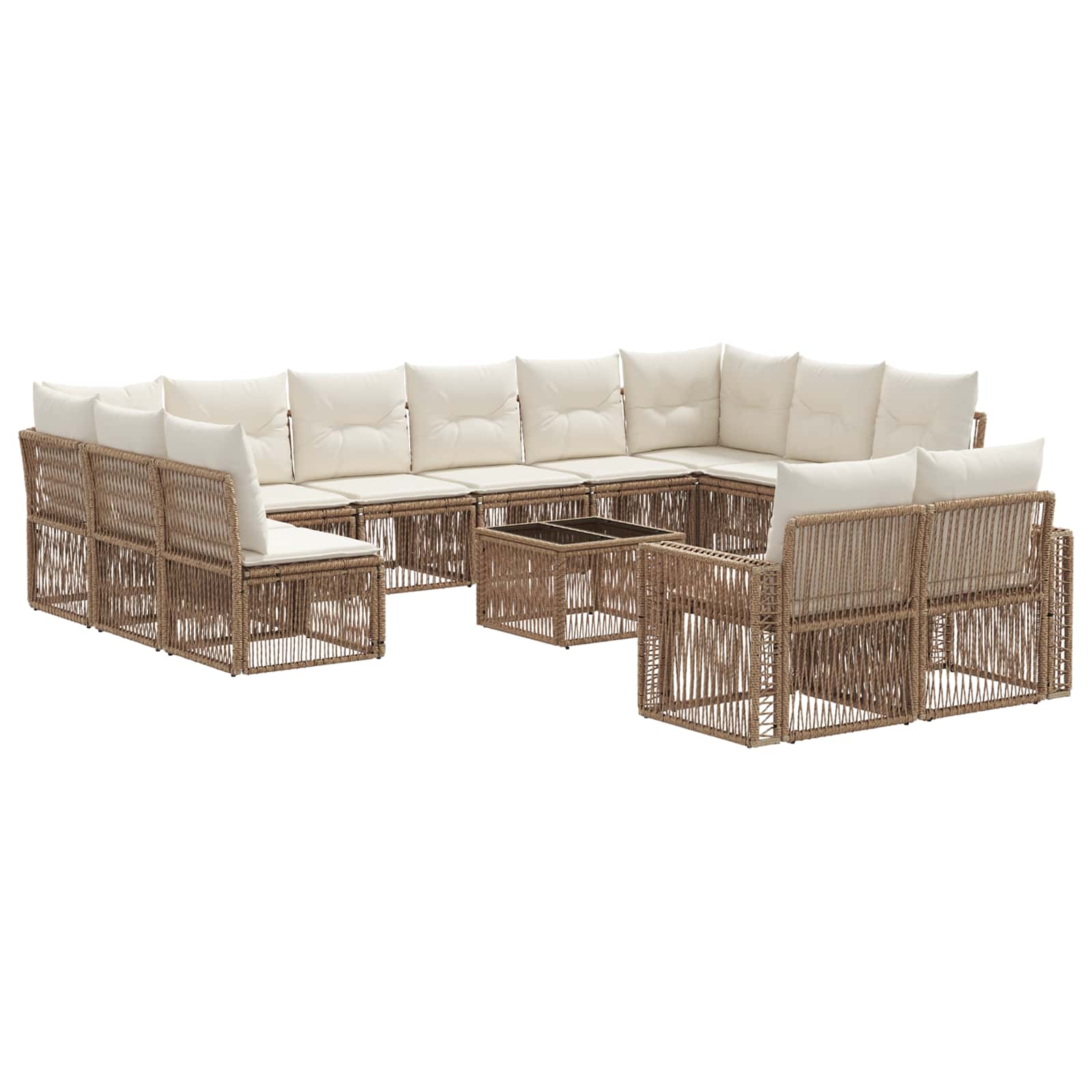 Tuinbankenset 13 pcs Beige en Crème Wit poly rattan is nu te koop bij PeponiXL, paradijselijk wonen!