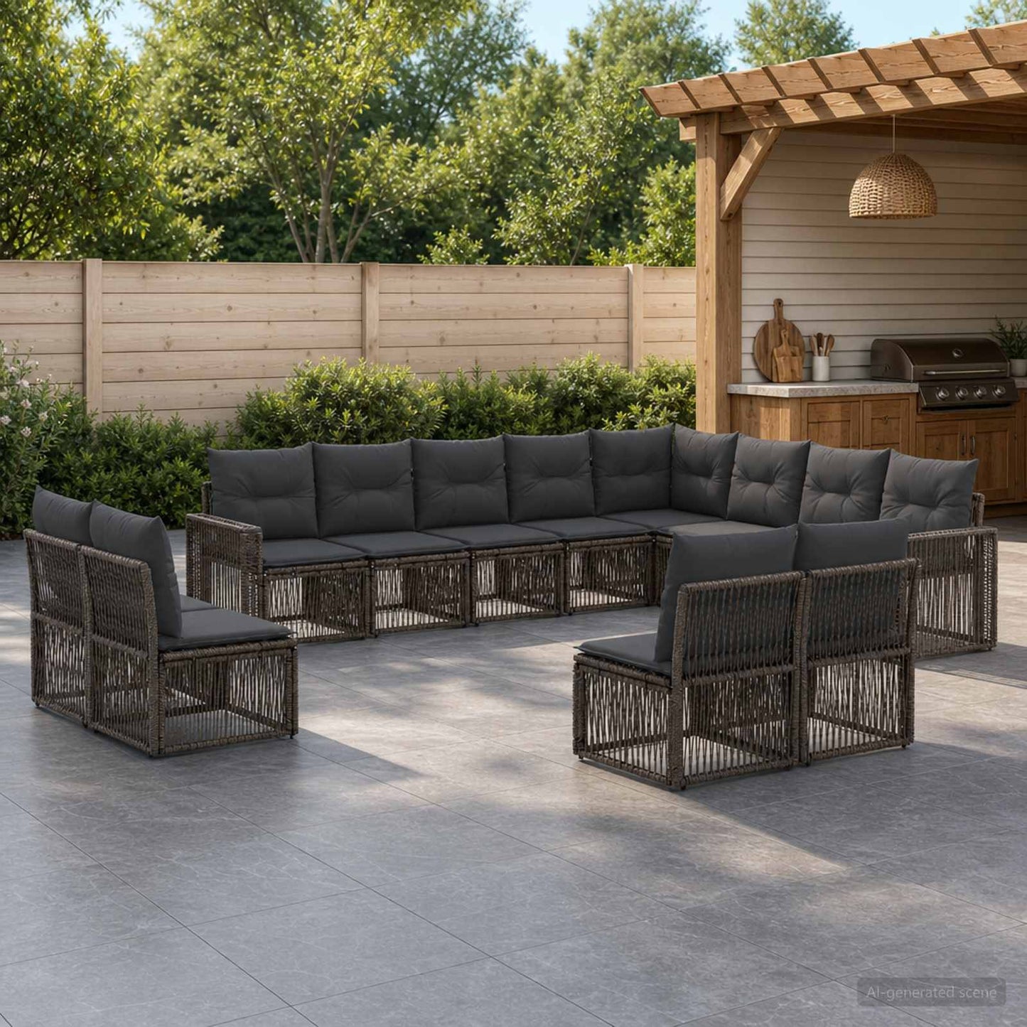 Tuinbankenset 12 pcs Grijs en Donkergrijs poly rattan is nu te koop bij PeponiXL, paradijselijk wonen!