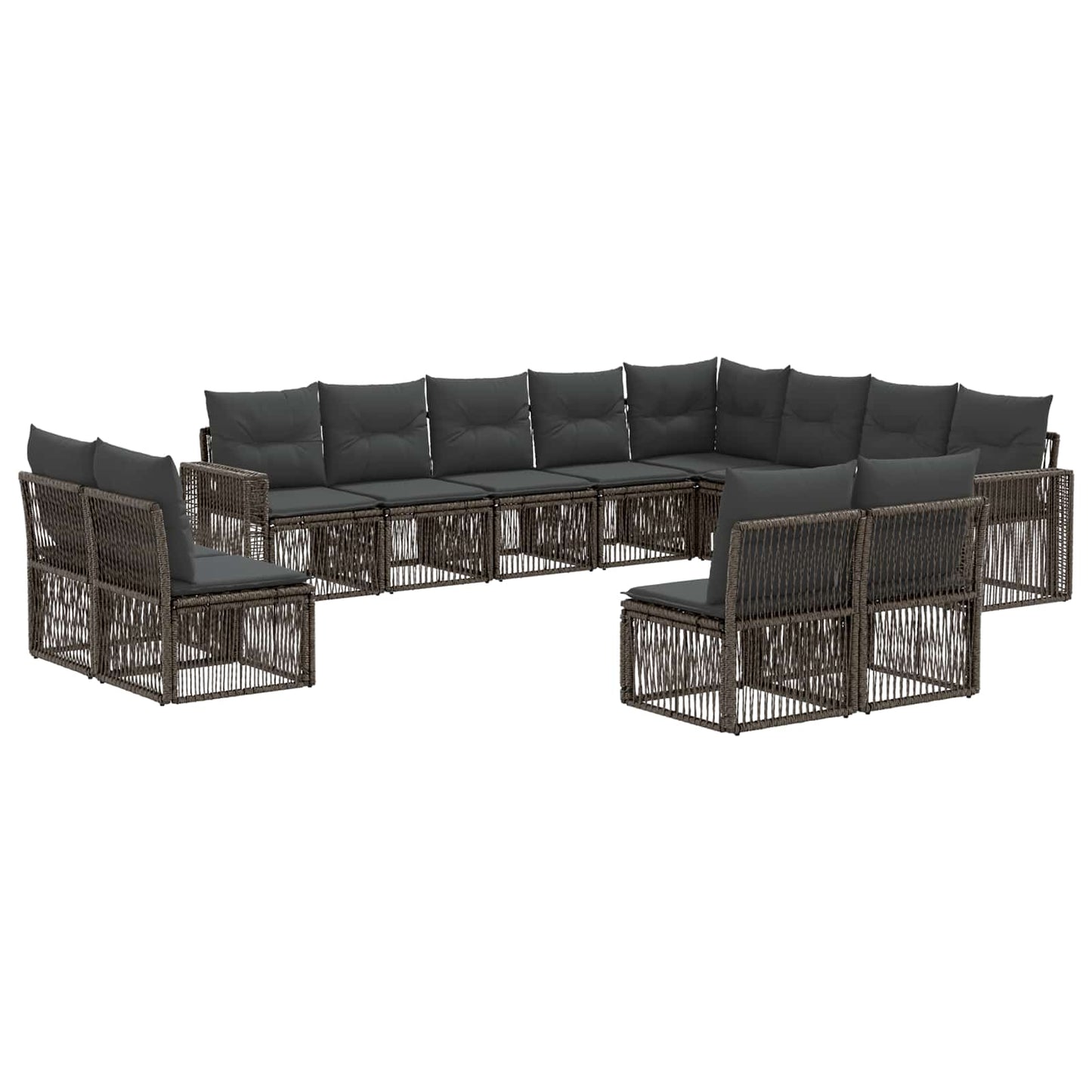 Tuinbankenset 12 pcs Grijs en Donkergrijs poly rattan is nu te koop bij PeponiXL, paradijselijk wonen!