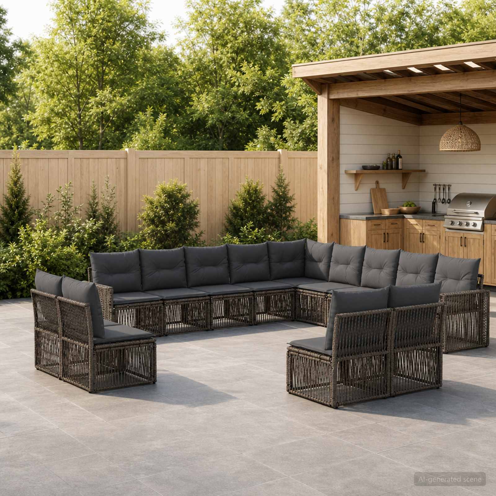 Tuinbankenset 13 pcs Grijs en Donkergrijs poly rattan is nu te koop bij PeponiXL, paradijselijk wonen!