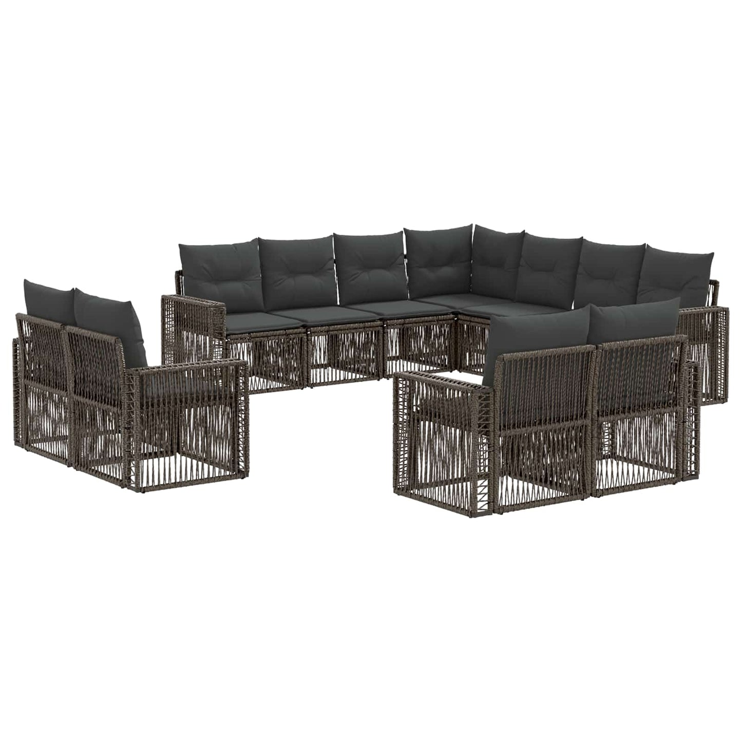 Tuinbankenset 11 pcs Grijs en Donkergrijs poly rattan is nu te koop bij PeponiXL, paradijselijk wonen!