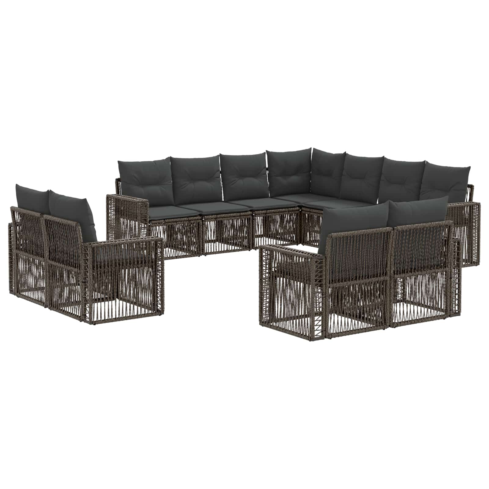 Tuinbankenset 11 pcs Grijs en Donkergrijs poly rattan is nu te koop bij PeponiXL, paradijselijk wonen!