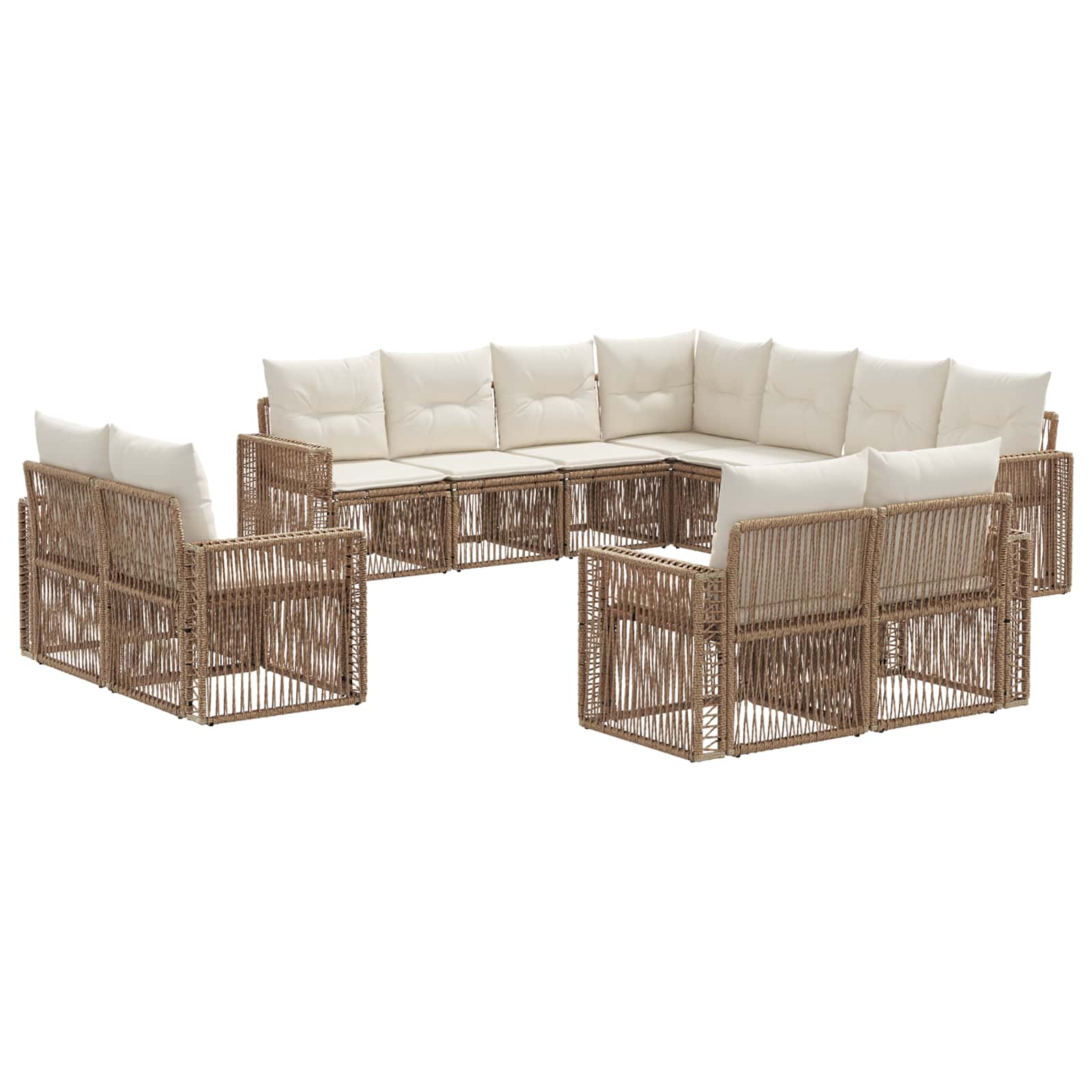 Tuinbankenset 11 pcs Beige en Crème Wit poly rattan is nu te koop bij PeponiXL, paradijselijk wonen!